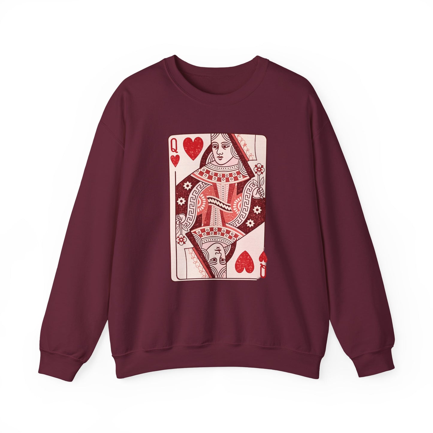 Queen of Hearts Crewneck Sweatshirt – Playing Card Graphic
