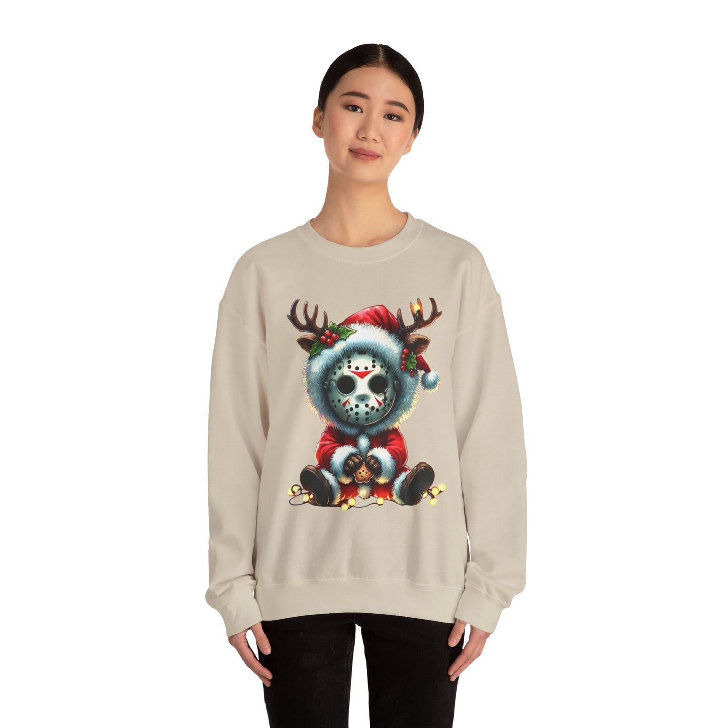Christmas Jason Mask Sweatshirt — Cute Horror Holiday Crewneck