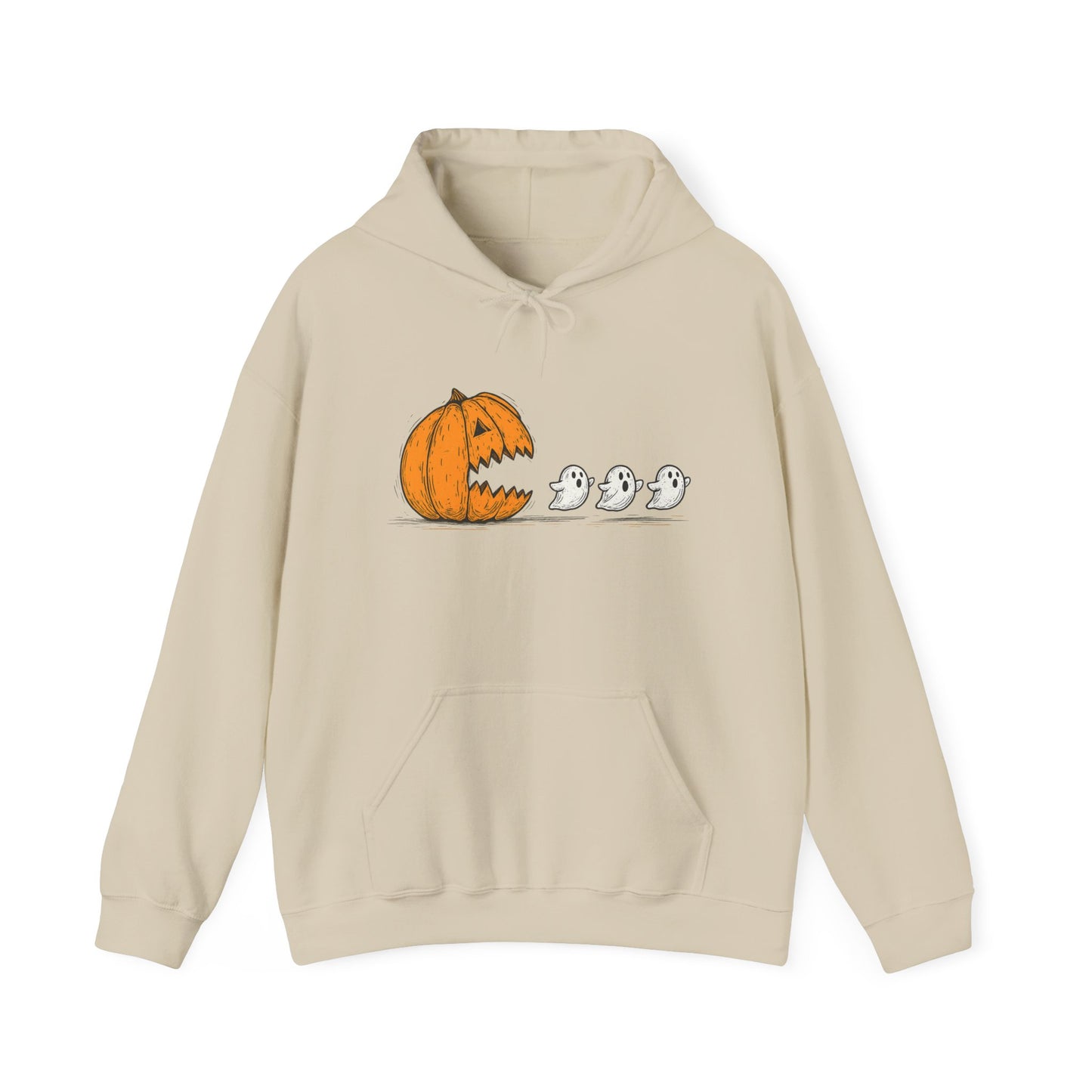 Spooky Ghosts & Pumpkin Hoodie - Unisex Heavy Blend Hoodie, Halloween Apparel, Cozy Fall Layer, Ghost Lovers Gift, Autumn Style