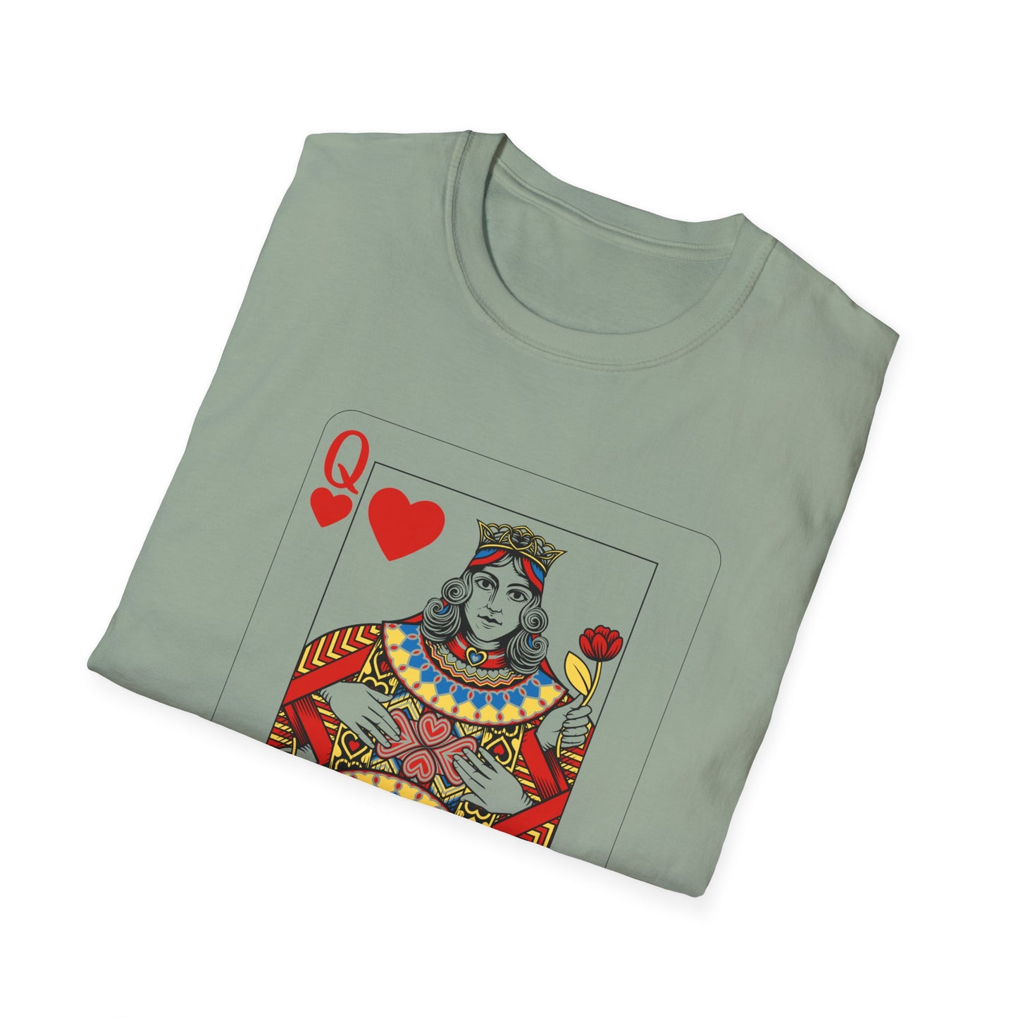 Valentines Queen of Hearts Unisex Softstyle T-Shirt - Card Inspired Design