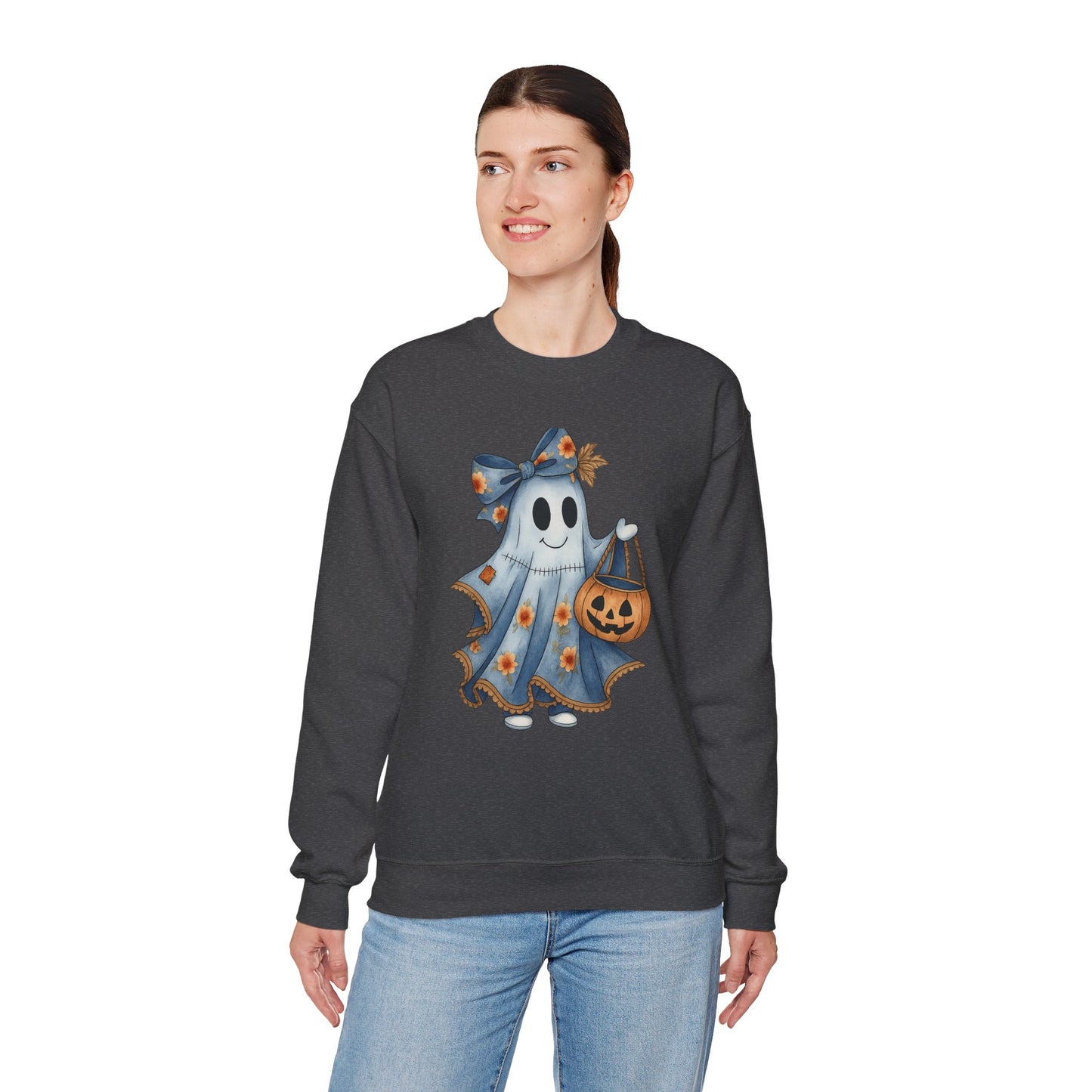 Cute Ghost Halloween Sweatshirt, Unisex Crewneck, Cozy Fall Apparel, Spooky Season Gift, Trick or Treat, Halloween Celebration