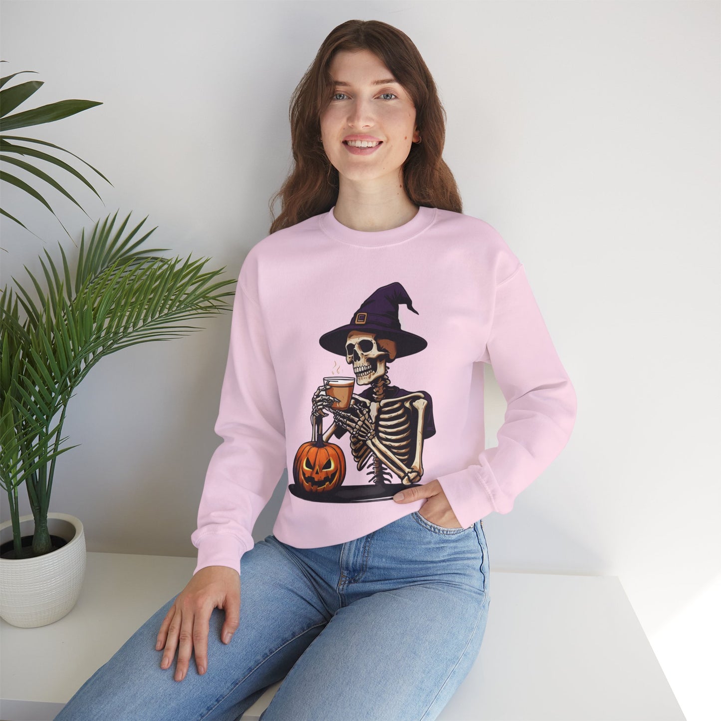 Spooky Skeleton Halloween Sweatshirt, Unisex Crewneck, Cozy Fall Fashion, Halloween Costume, Party Apparel, Ideal for Trick or Treat