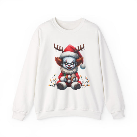 Creepy Clown Reindeer Christmas Sweatshirt