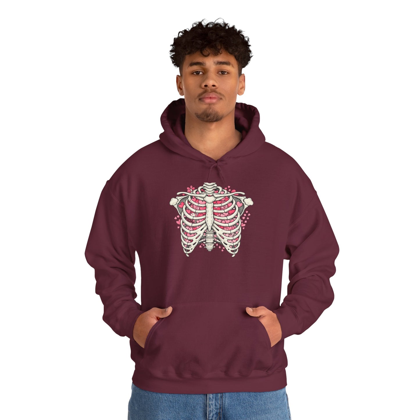 Ribcage Bloom Hoodie — Floral Skeleton Chest Graphic Sweatshirt