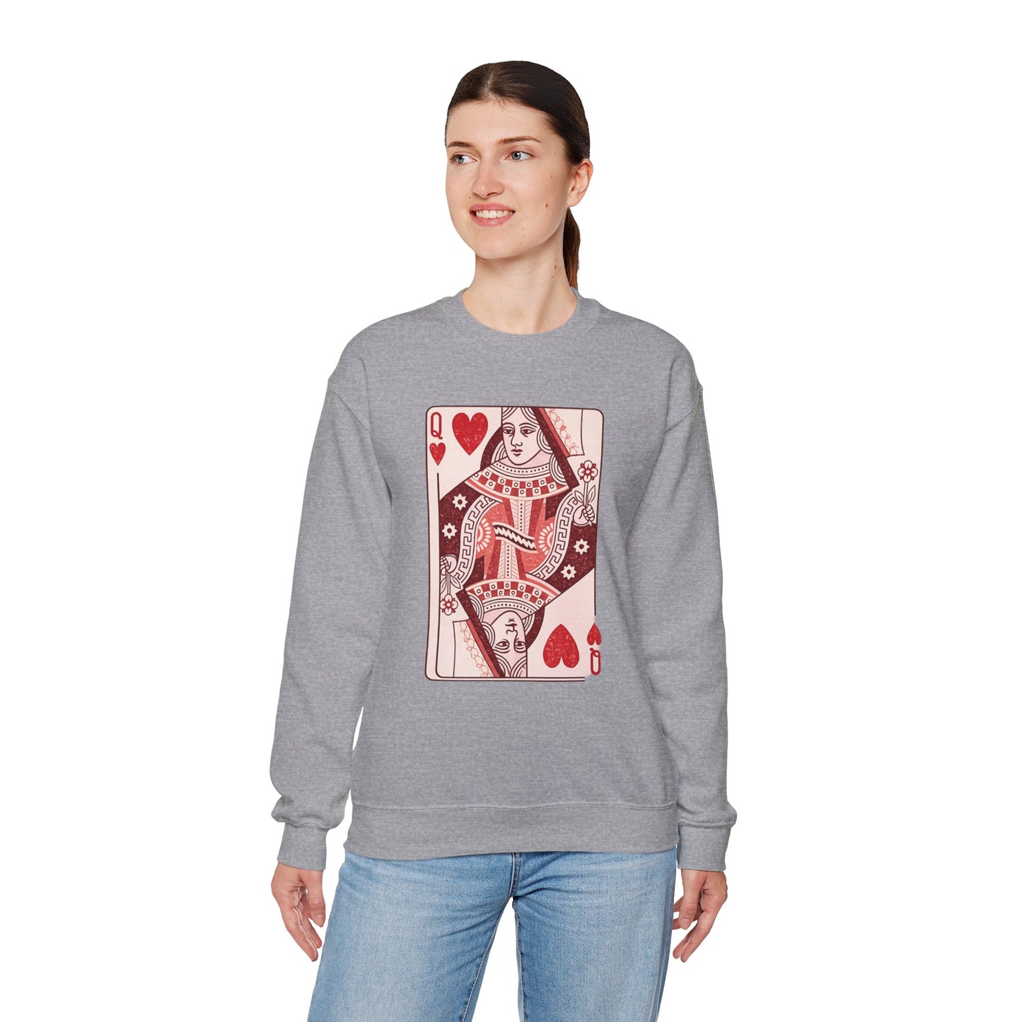 Queen of Hearts Crewneck Sweatshirt – Playing Card Graphic
