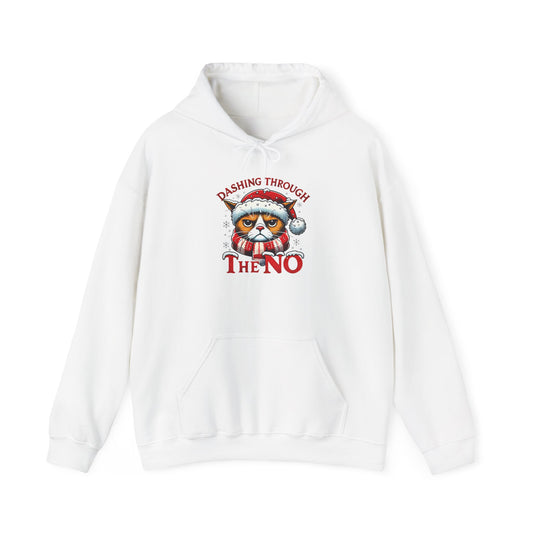 Festive Cat Christmas Hoodie, Unisex Heavy Blend Hooded Sweatshirt, Holiday Gift, Cozy Winter Apparel, Funny Xmas Sweatshirt