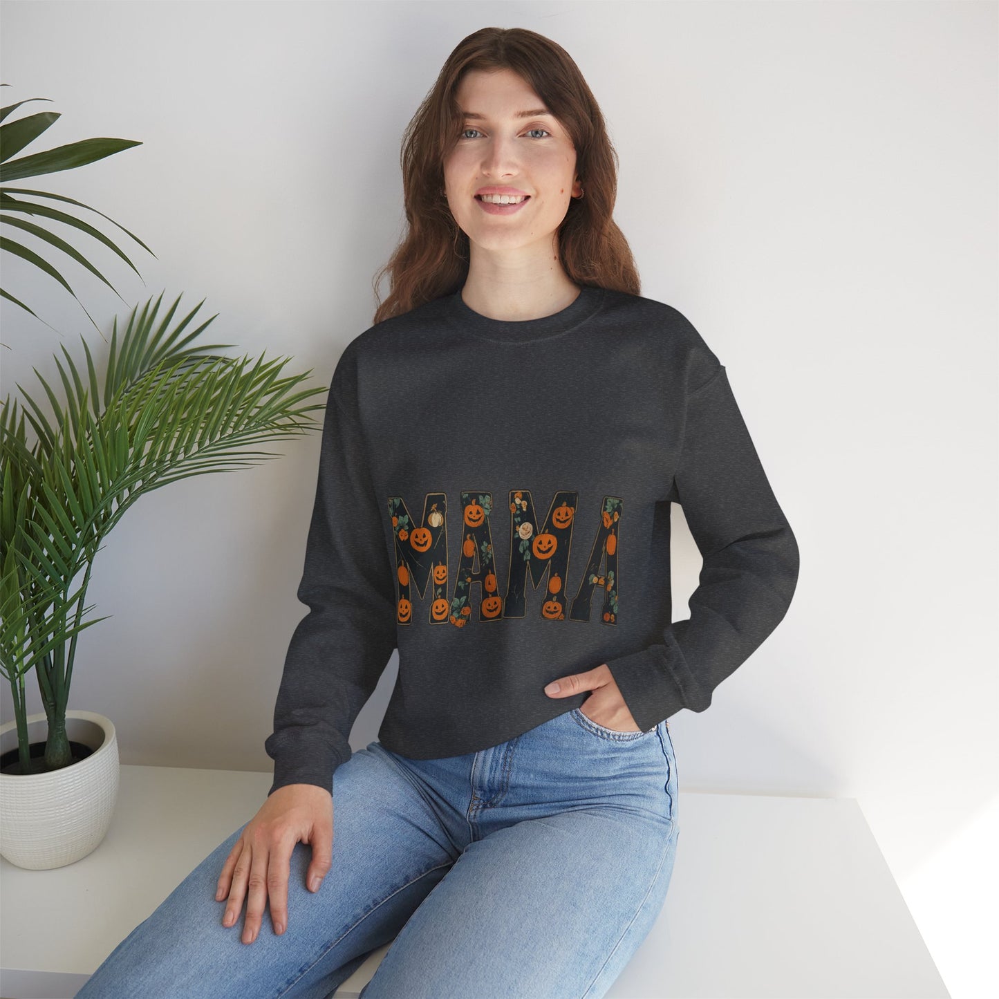 Mama Pumpkin Crewneck Sweatshirt, Fall Fashion, Halloween Gift, Cozy Sweatshirt, Casual Wear, Gift for Moms