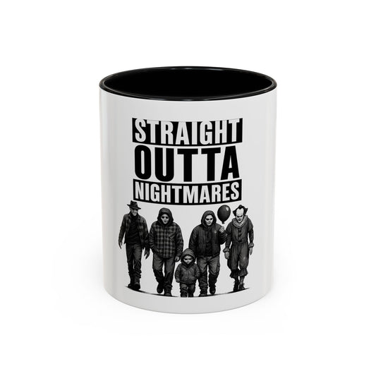 Straight Outta Nightmares Accent Coffee Mug | Spooky Mug, Horror Coffee Cup, Unique Gift for Halloween, Funware, Collectible Tea Mug