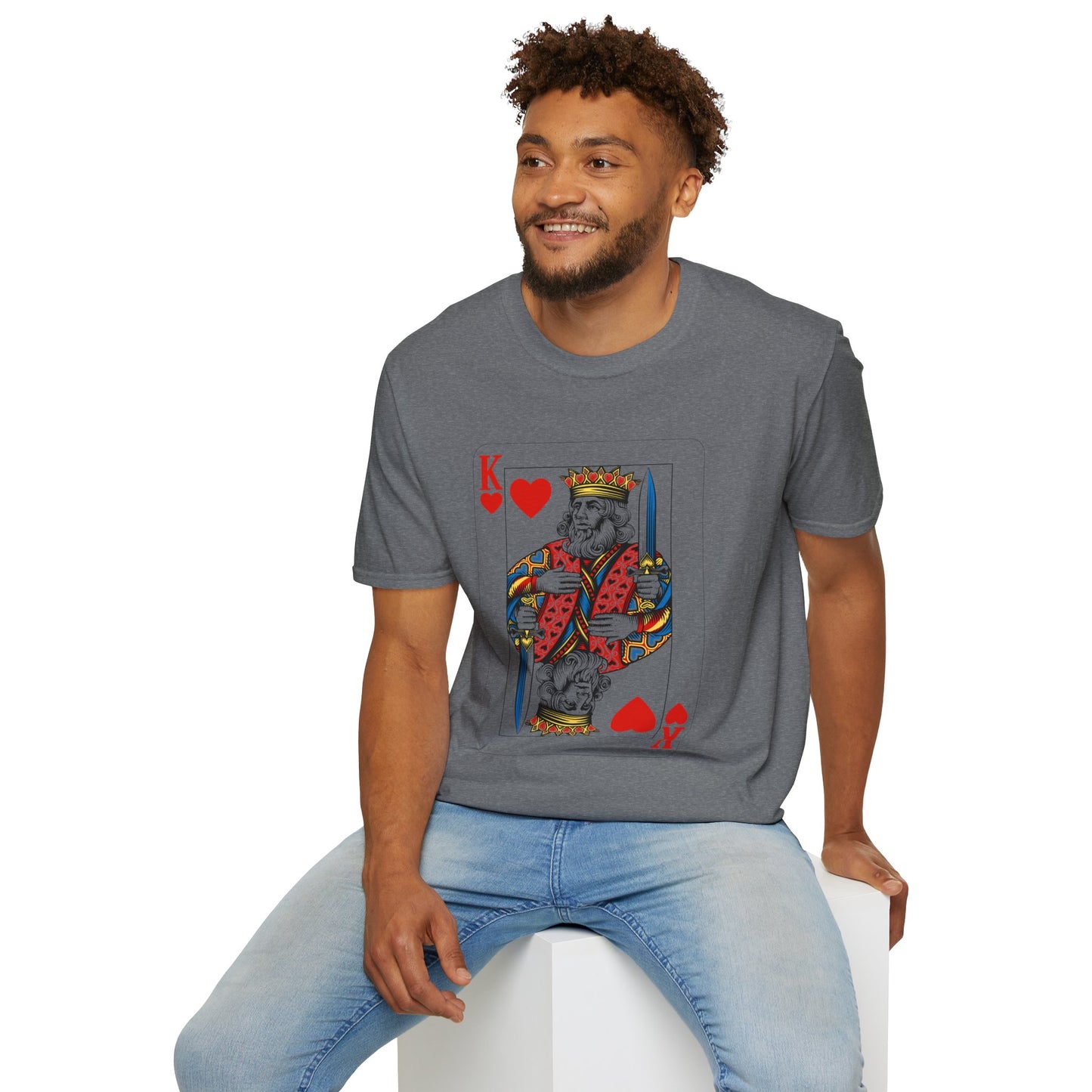 Valentines King of Hearts Unisex T-Shirt - Playful Card Design for Game Night