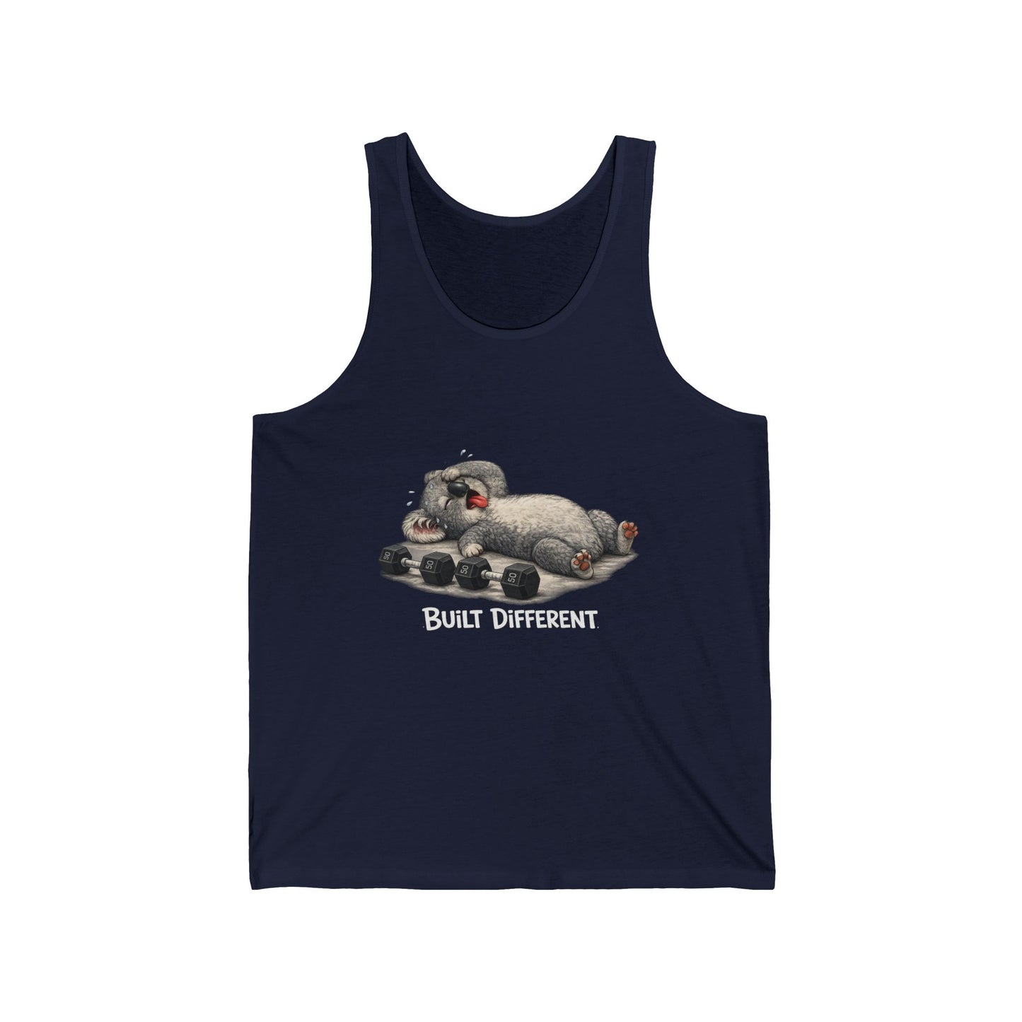 Built Different Tank Top — Funny Sleeping Bulldog Graphic Tank