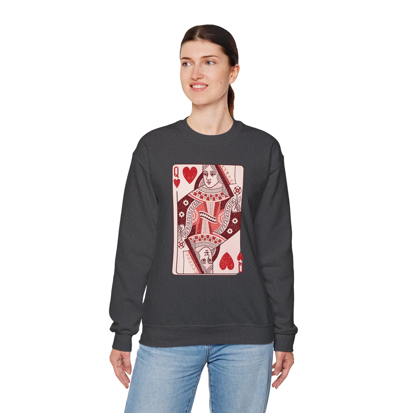 Queen of Hearts Crewneck Sweatshirt – Playing Card Graphic