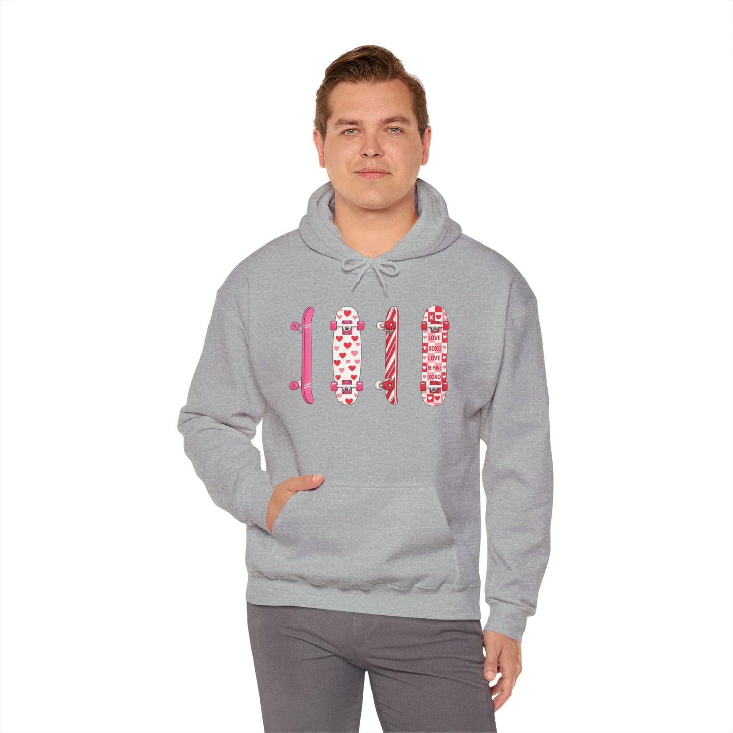 Valentine Skateboard Graphic Hoodie — Pink Heart Skate Decks
