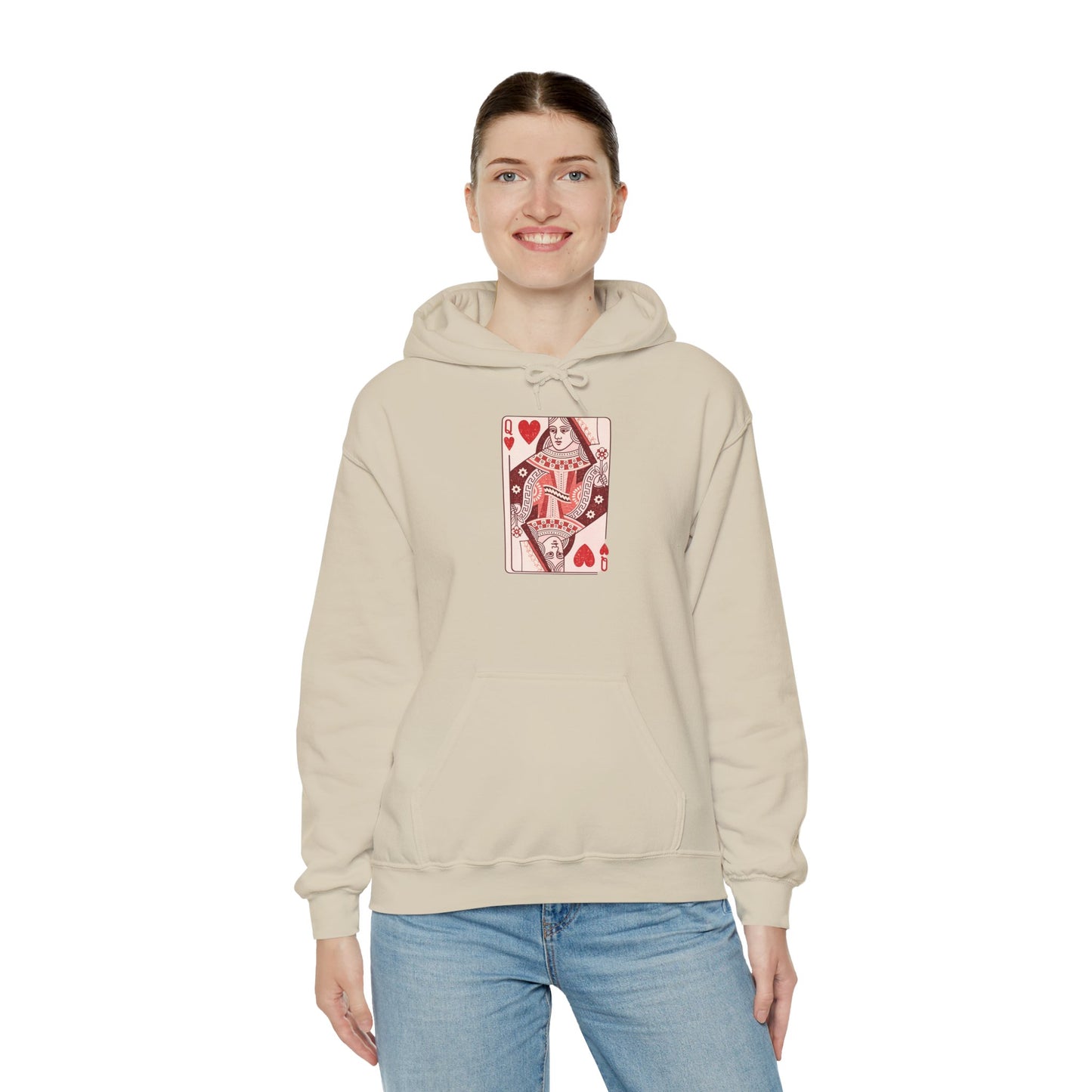 Queen of Hearts Hoodie – Vintage Playing Card Graphic Sweatshirt