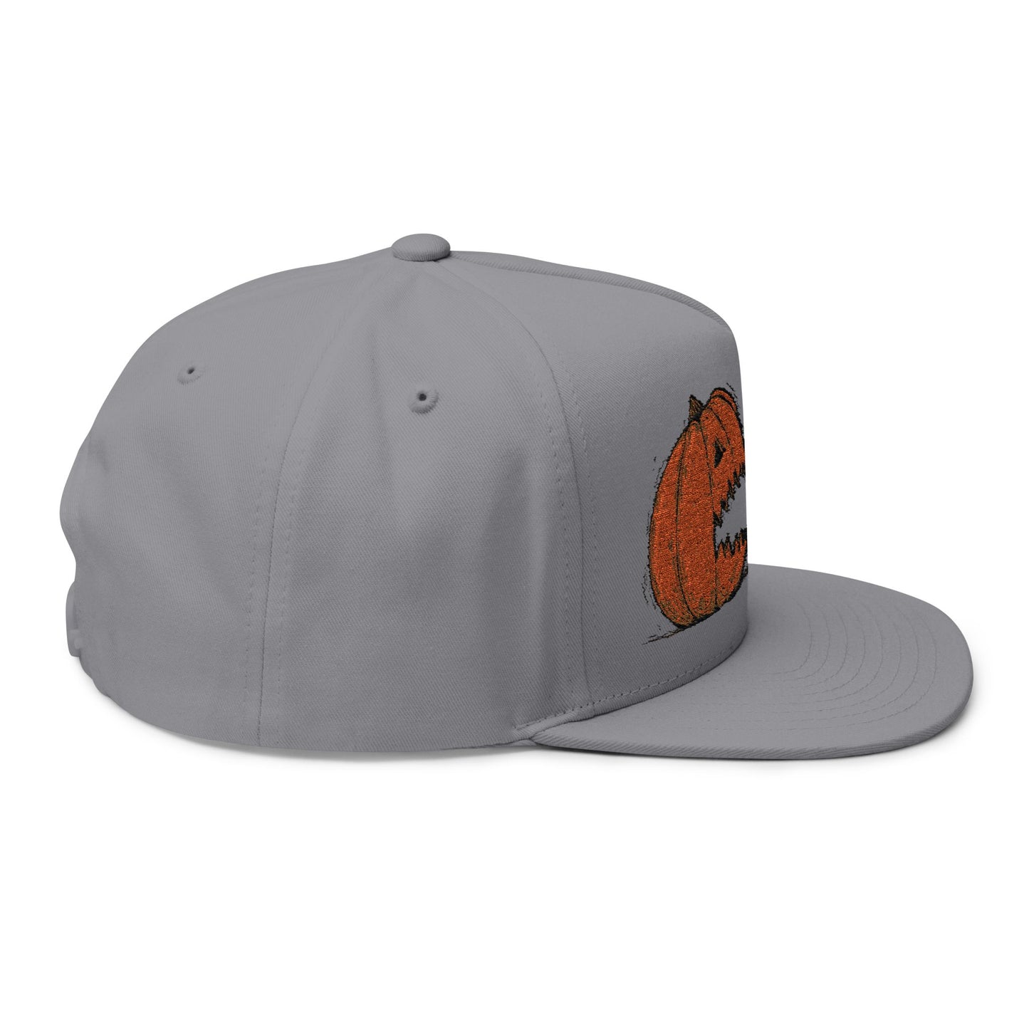 Halloween Pumpkin Ghost Flat Bill Cap, Spooky Hat, Embroidered Cap for Trick-or-Treat, Fun Costume Accessory, Fall Fashion, Gifting Ideas