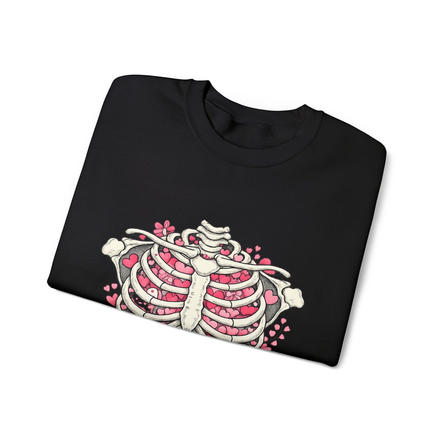 Ribcage Blossom Sweatshirt — Floral Skeleton Chest Graphic