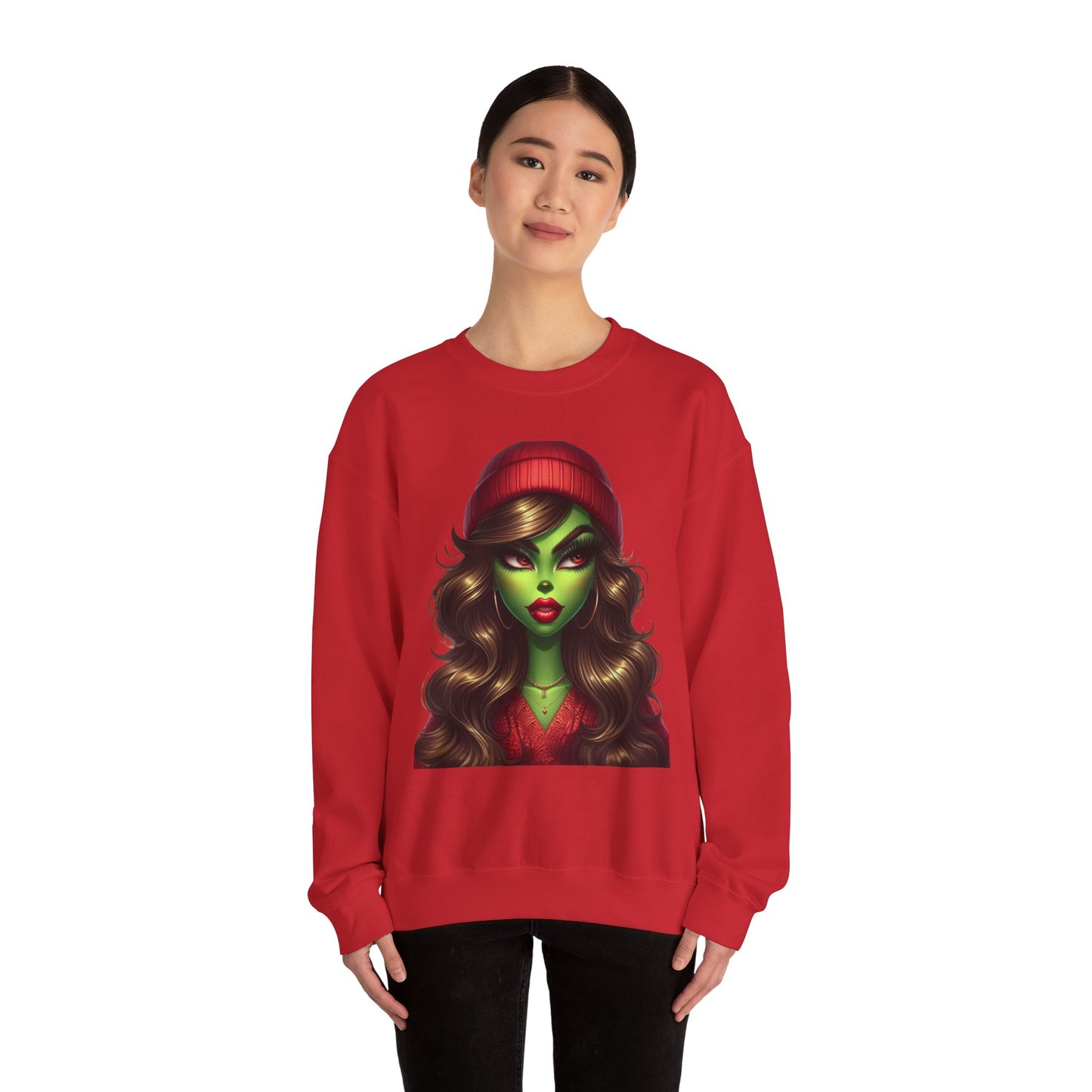 Witchy Green Girl Sweatshirt — Gothic Halloween Crewneck