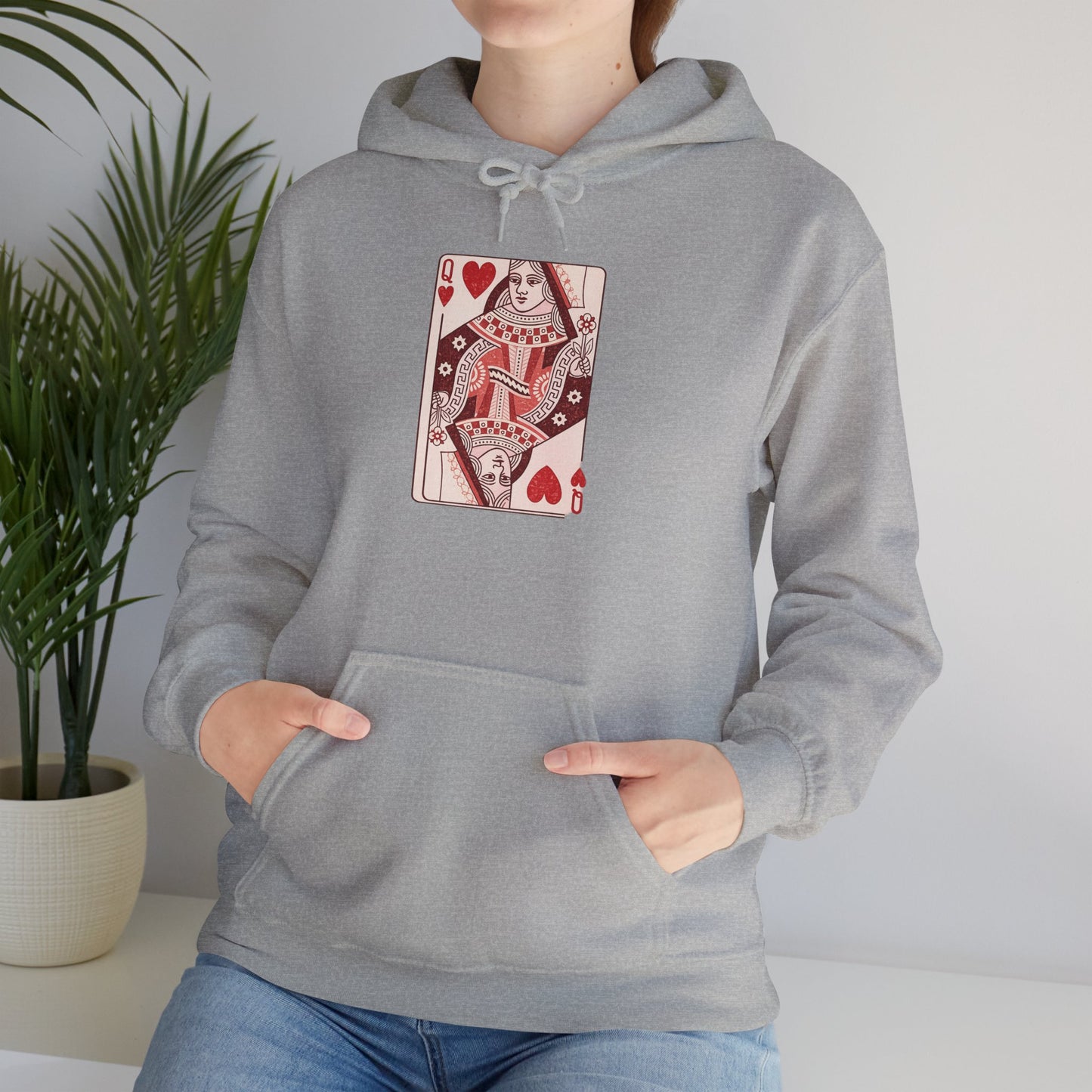 Queen of Hearts Hoodie – Vintage Playing Card Graphic Sweatshirt