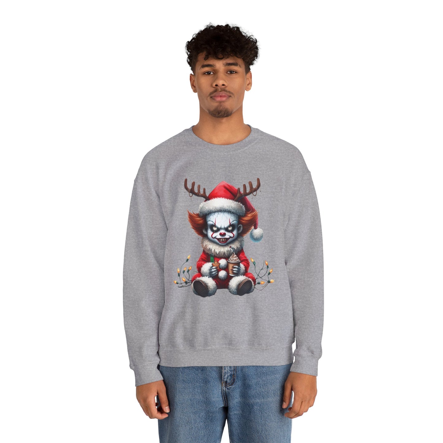 Creepy Clown Reindeer Christmas Sweatshirt