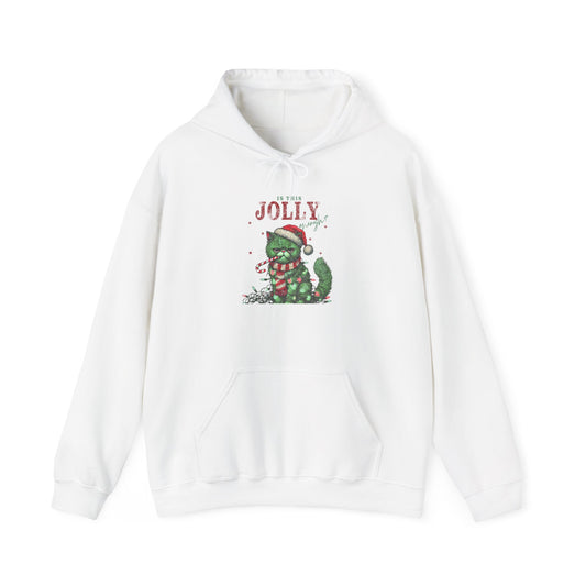 Festive Cat Hoodie, Cozy Holiday Hoodie, Jolly Grunge Pullover, Cute Cat Lover Gift, Merry Cat Hoodie