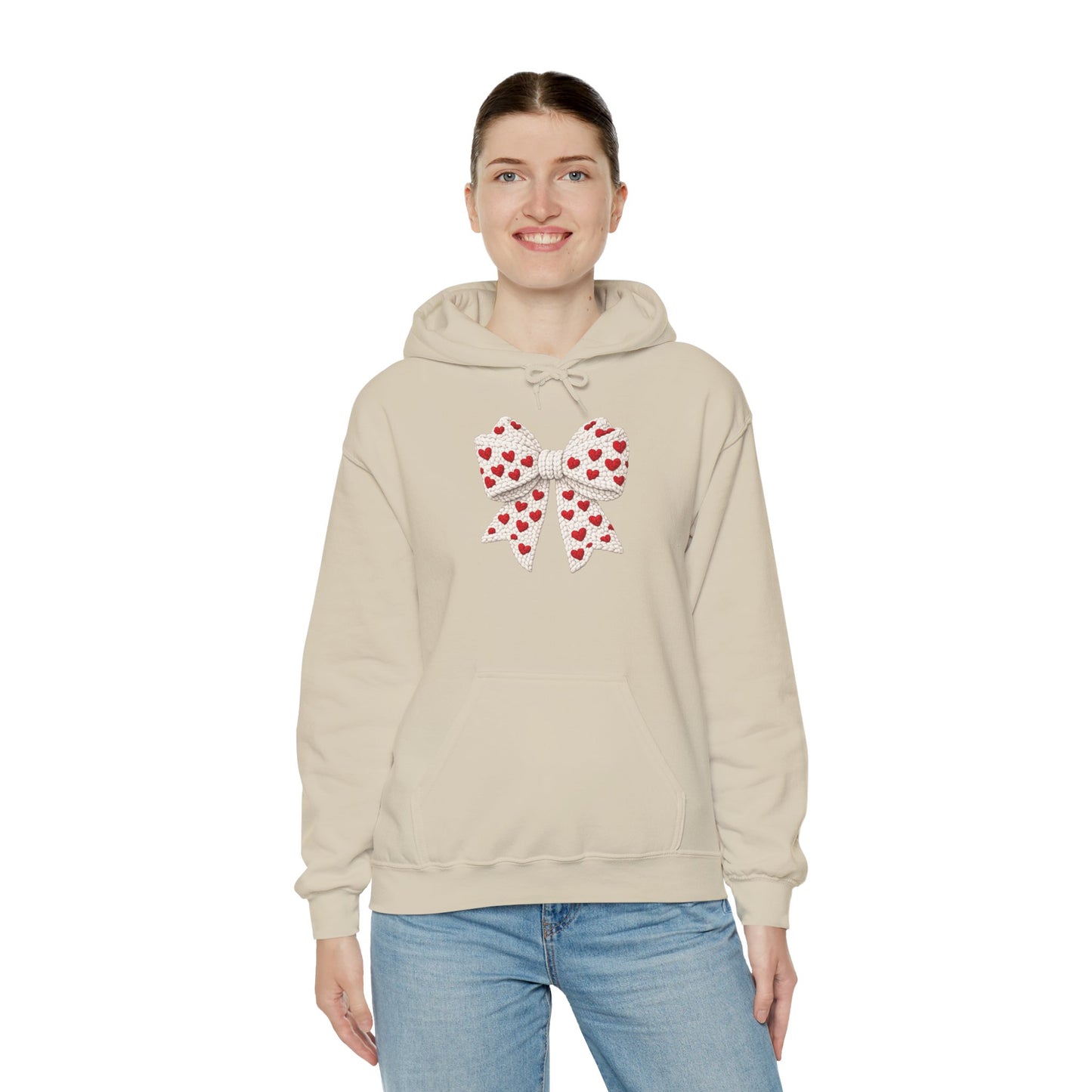 Valentine Heart Bow Hoodie — Cute Red Heart Ribbon Pullover