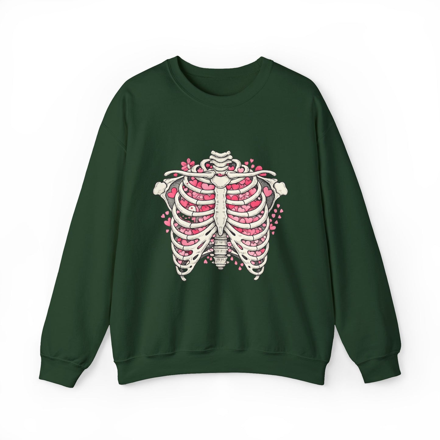 Ribcage Blossom Sweatshirt — Floral Skeleton Chest Graphic
