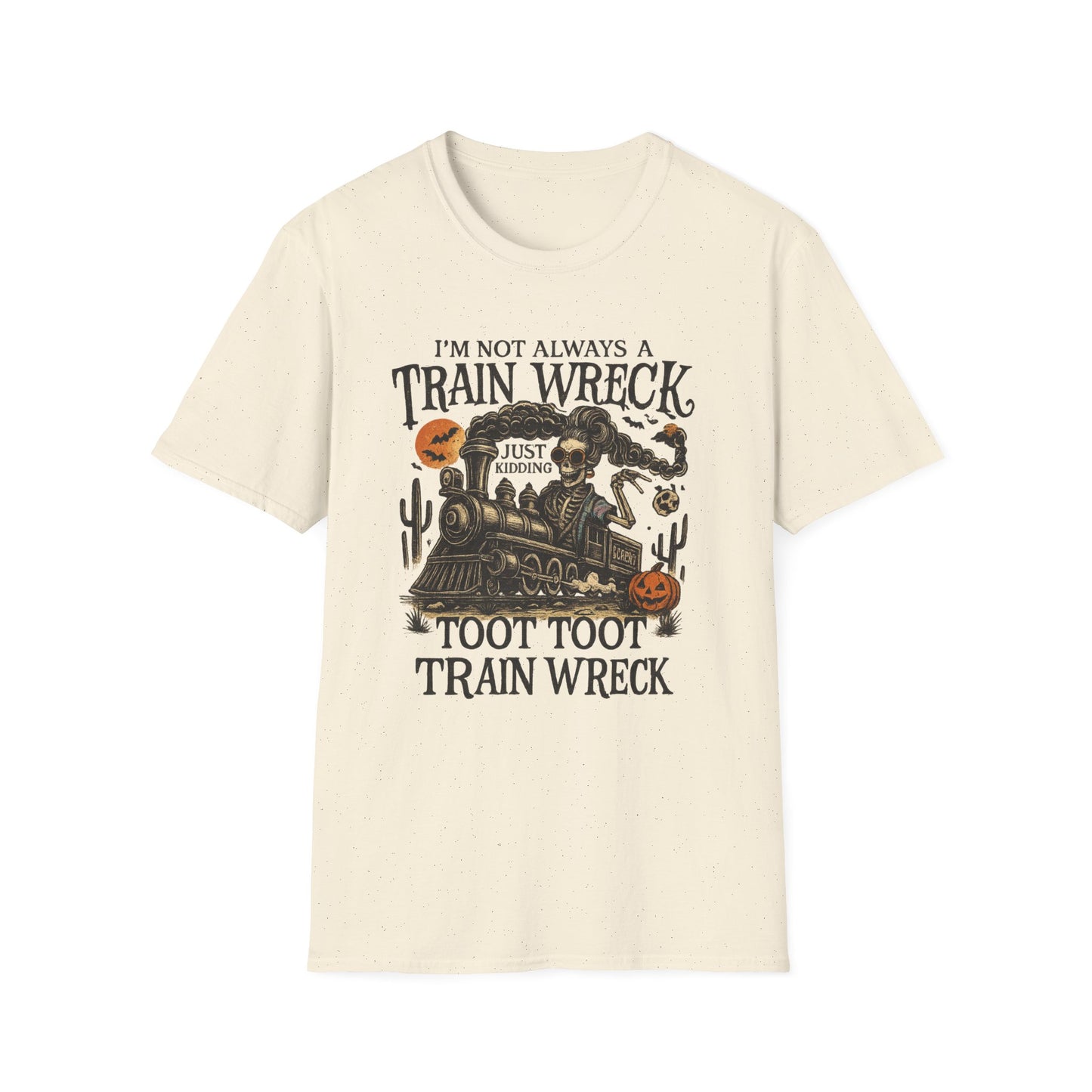 Train Wreck Unisex Softstyle T-Shirt | Funny Graphic Tee, Halloween Shirt, Gift for Friends, Casual Wear, Unique Design