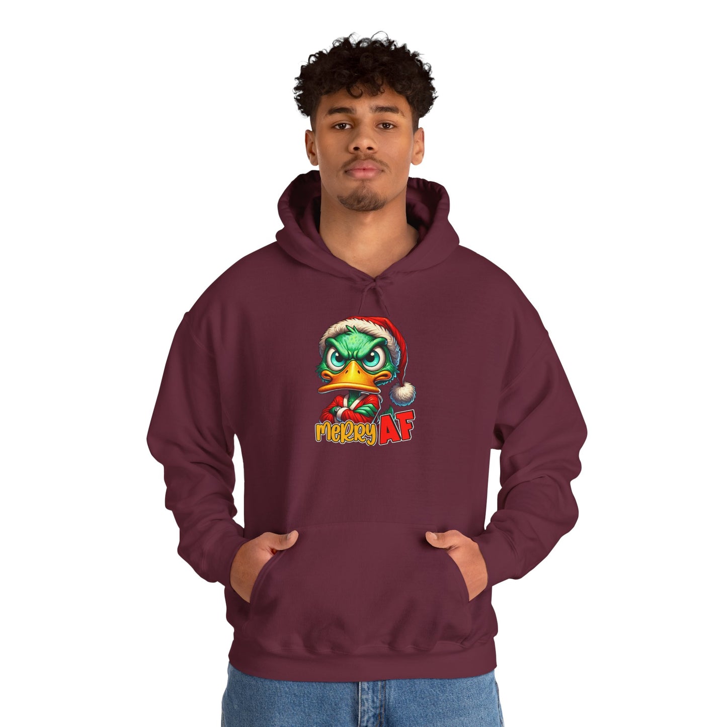 Festive Grinch Hoodie | Merry AF Gift for Christmas, Unisex Sweatshirt, Holiday Apparel, Cozy Sweatshirt, Grinch Lovers