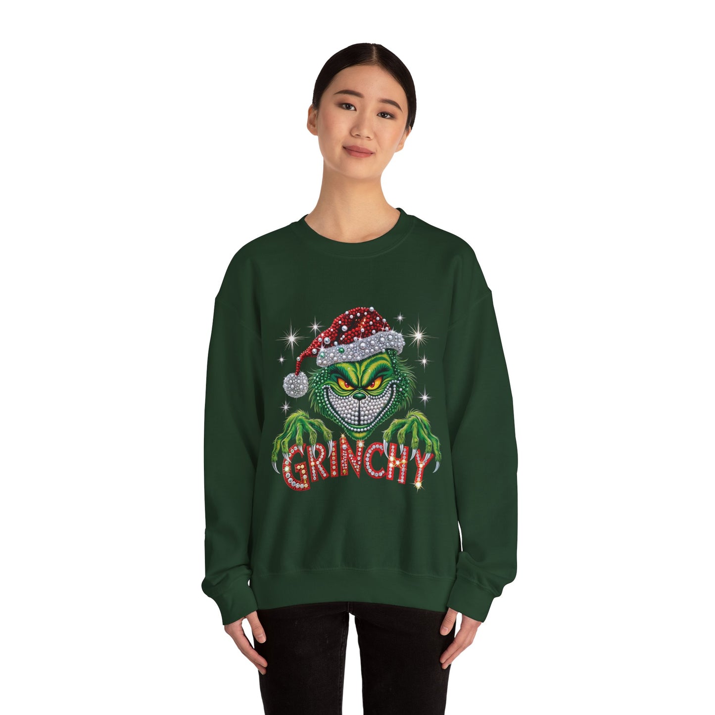 Grinchy Holiday Sweatshirt — Vintage Grinch Santa Crewneck