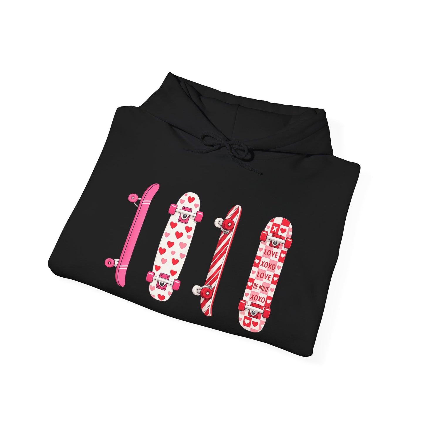 Valentine Skateboard Graphic Hoodie — Pink Heart Skate Decks