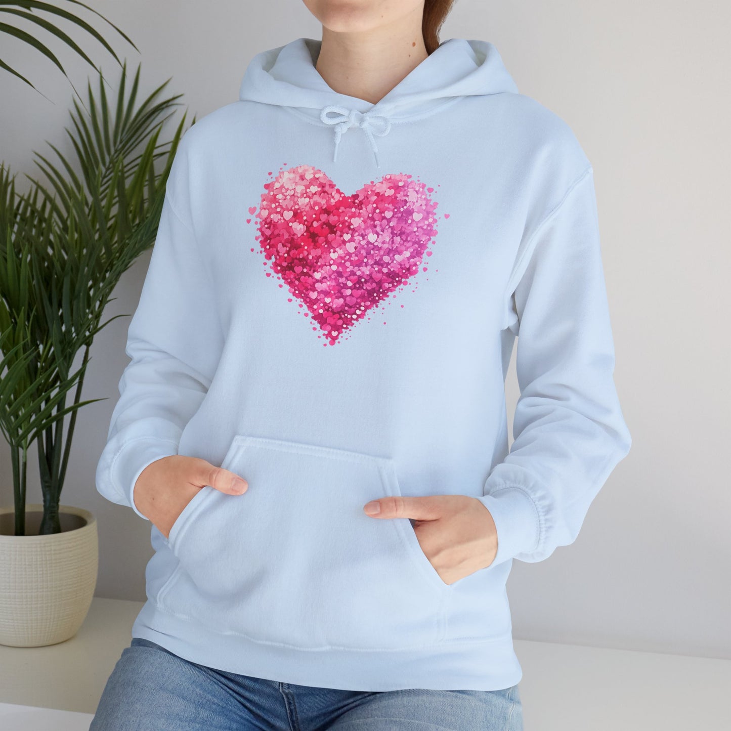 Cupid Skeleton Hoodie — Gothic Valentine Skeleton with Pink Hearts Pullover