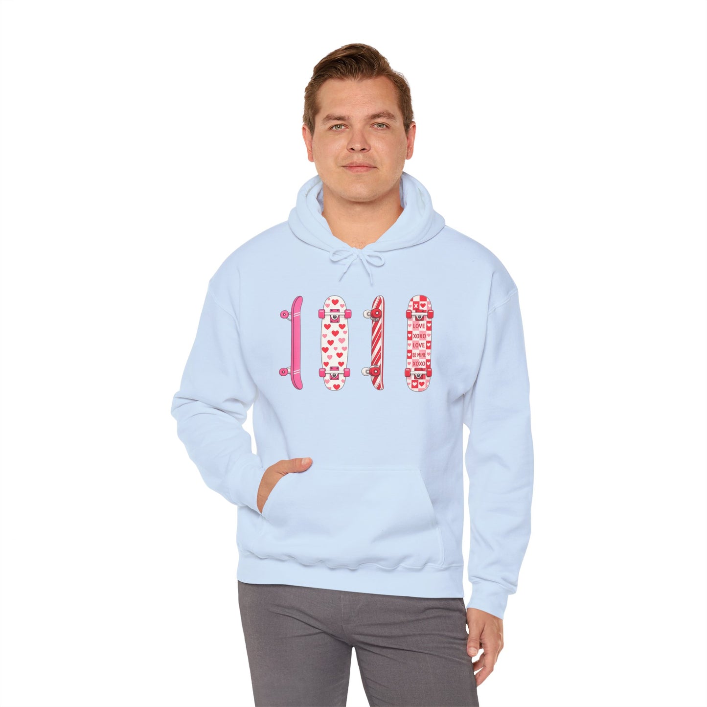 Valentine Skateboard Graphic Hoodie — Pink Heart Skate Decks