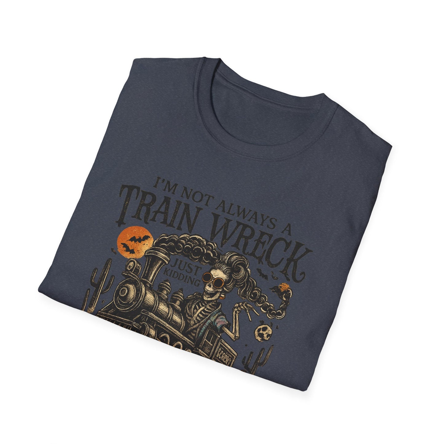 Train Wreck Unisex Softstyle T-Shirt | Funny Graphic Tee, Halloween Shirt, Gift for Friends, Casual Wear, Unique Design