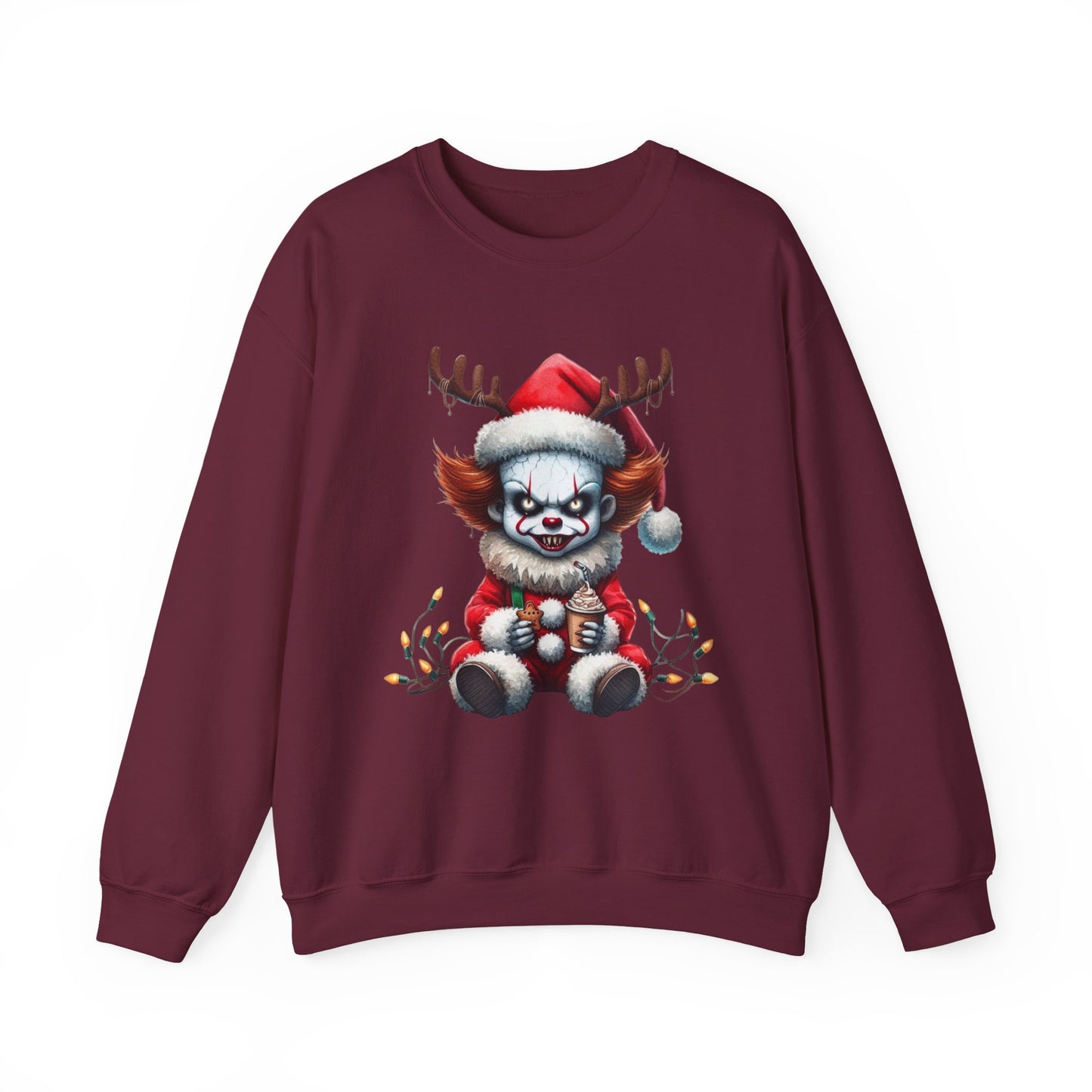Creepy Clown Reindeer Christmas Sweatshirt