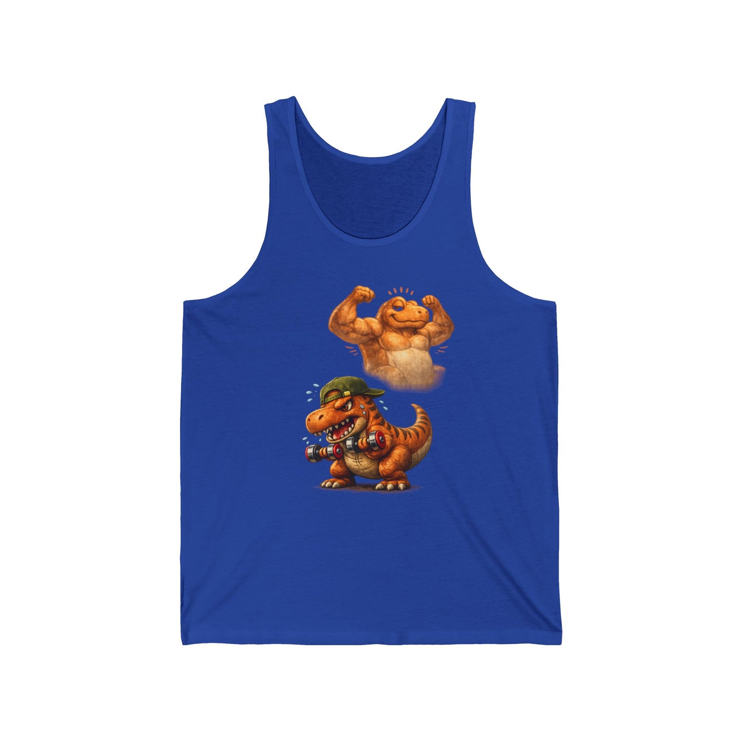 Dino Bros Summer Tank — Cute Muscular and Photographer Dinosaur Graphic Tank Top