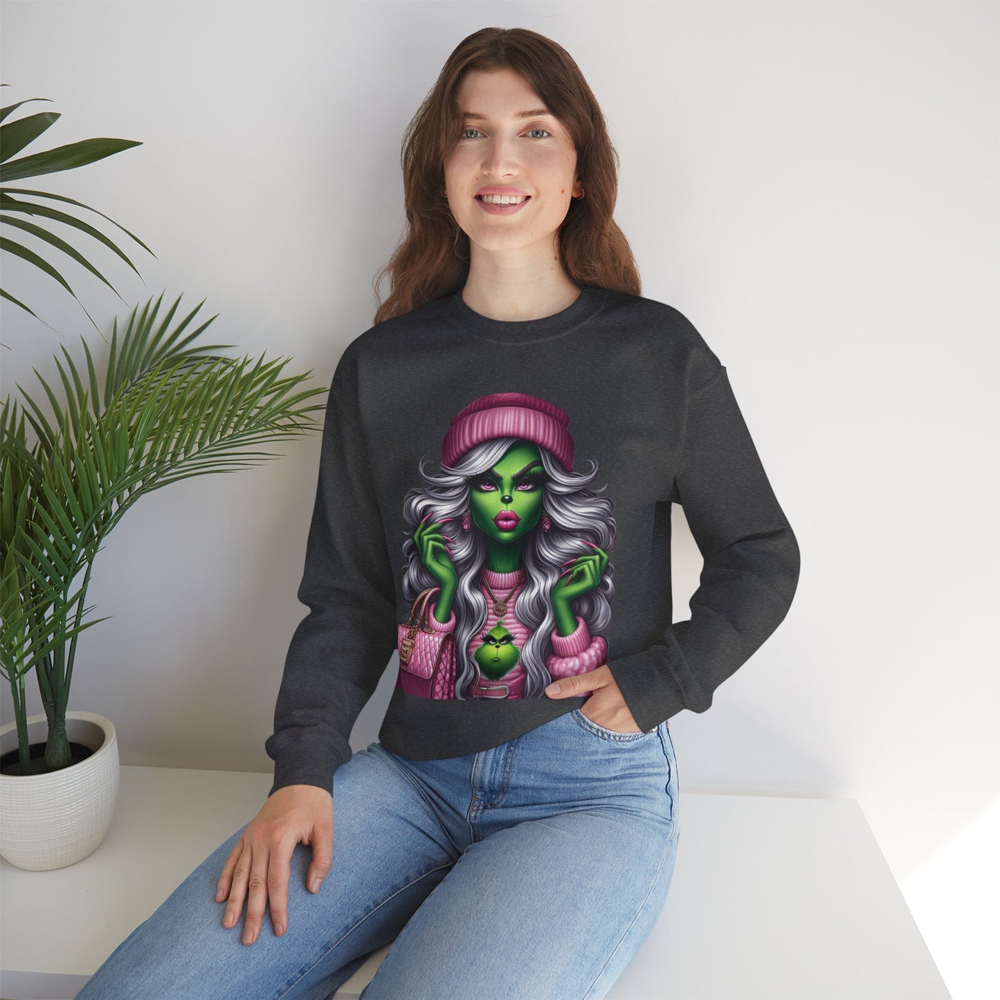 Witchy Glam Crewneck Sweatshirt – Green Glamour Girl Design