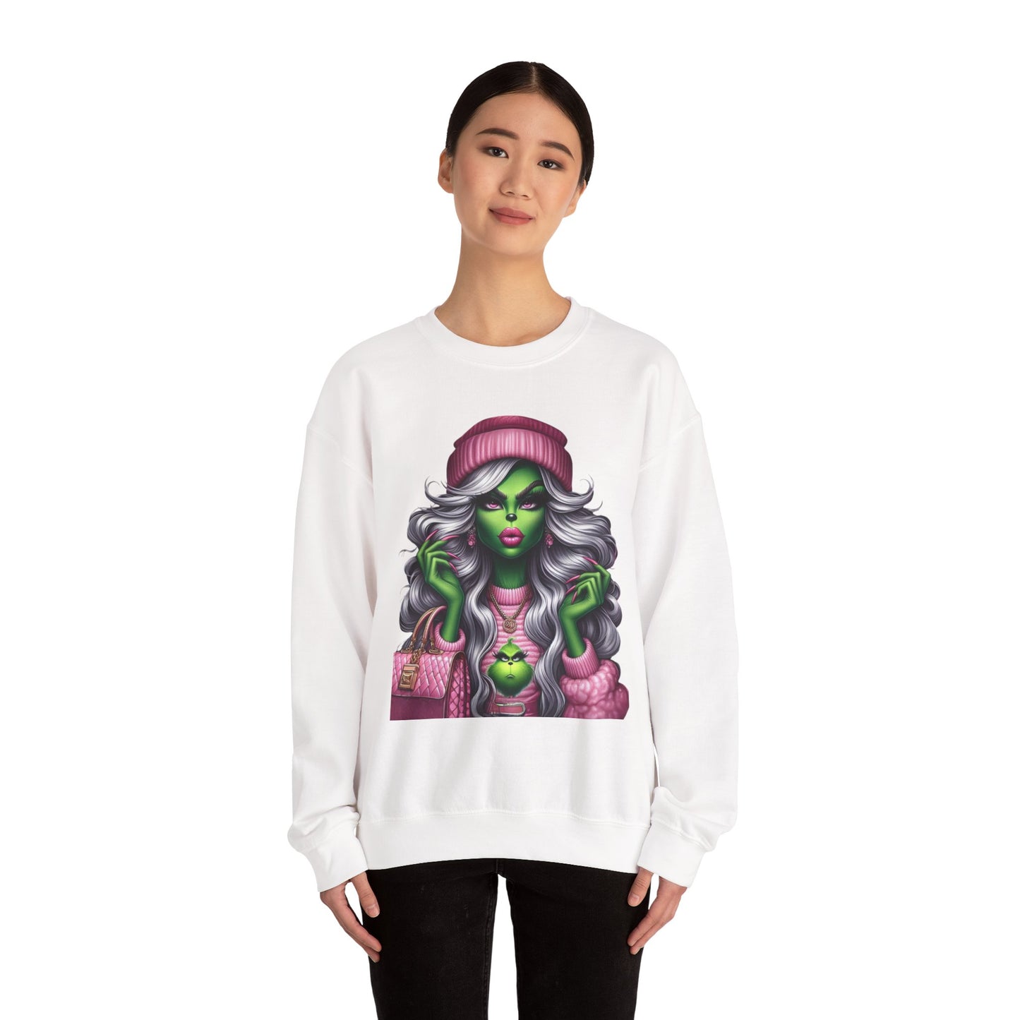Witchy Glam Crewneck Sweatshirt – Green Glamour Girl Design