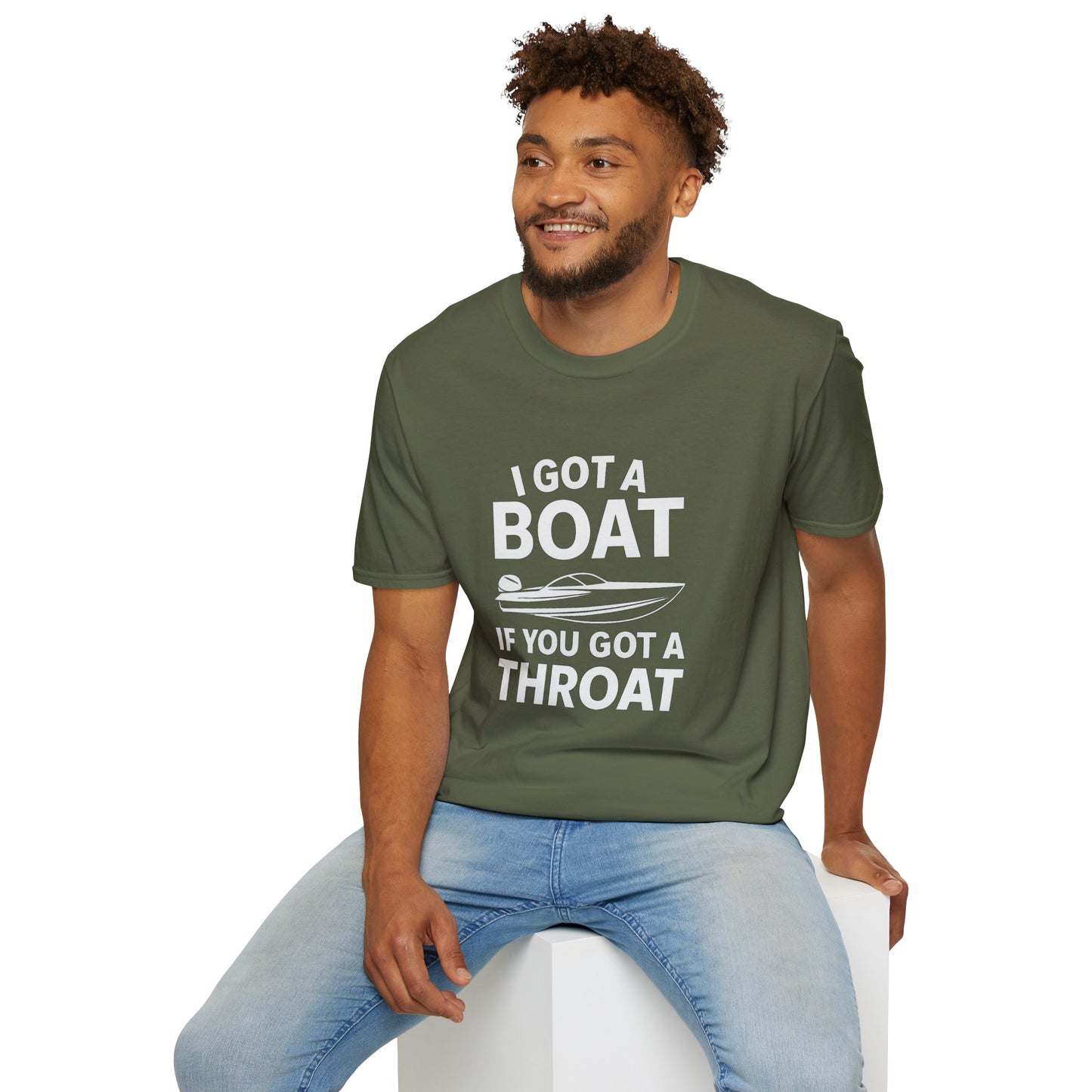 Boat Pun T-Shirt — "I Got a Boat If You Got a Throat" Funny Boating Tee for Lake & Fishing Fans