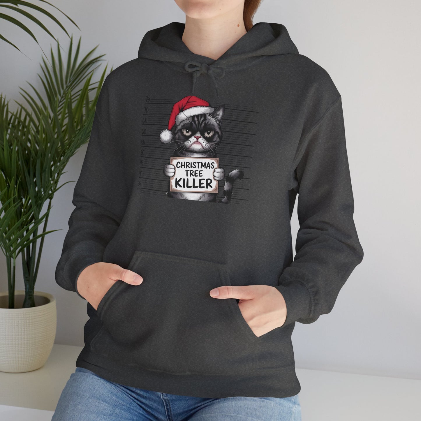 Christmas Cat Humor Hoodie, Funny Holiday Hoodie, Gift for Cat Lovers, Winter Apparel, Pet-Themed Clothing
