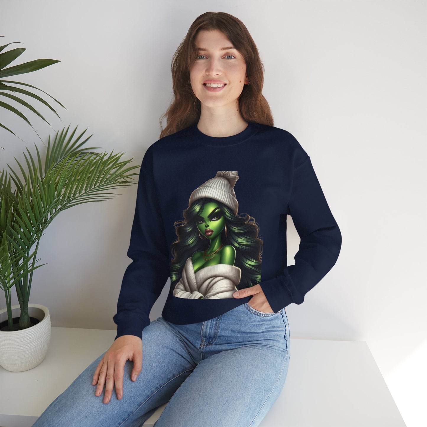 Green Witch Portrait Crewneck Sweatshirt