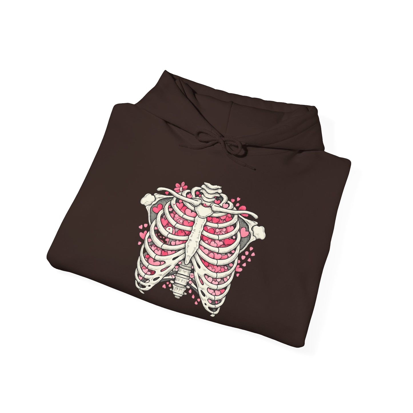 Ribcage Bloom Hoodie — Floral Skeleton Chest Graphic Sweatshirt