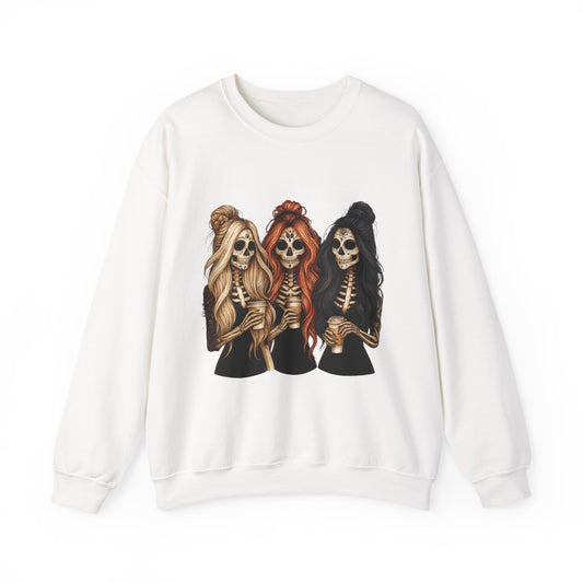 Halloween Skeleton Crewneck Sweatshirt, Cozy Unisex Sweatshirt, Trendy Halloween Apparel, Gift for Halloween Lovers, Spooky Season Outfit