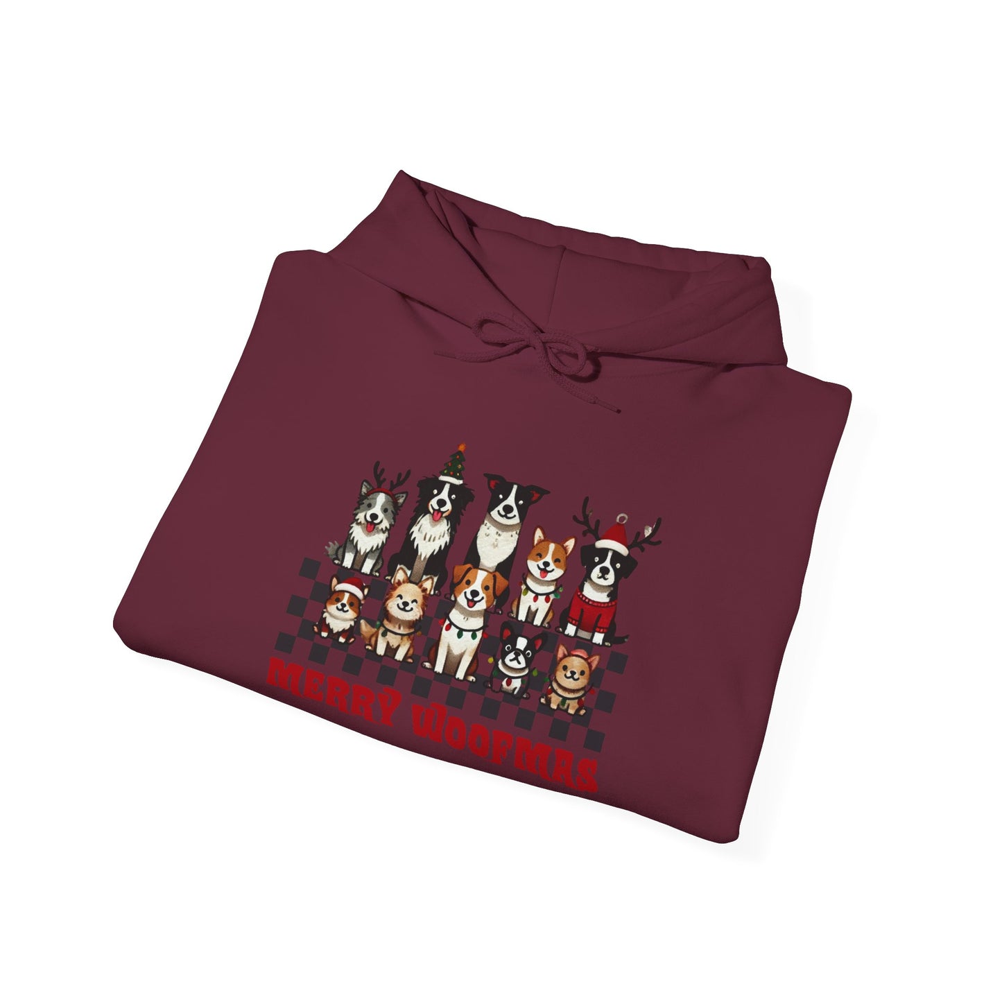 Merry Woofmas Hooded Sweatshirt | Cozy Dog Lover Hoodie, Perfect Gift for Pet Owners, Holiday Sweatshirt, Christmas Apparel, Festive Fashion