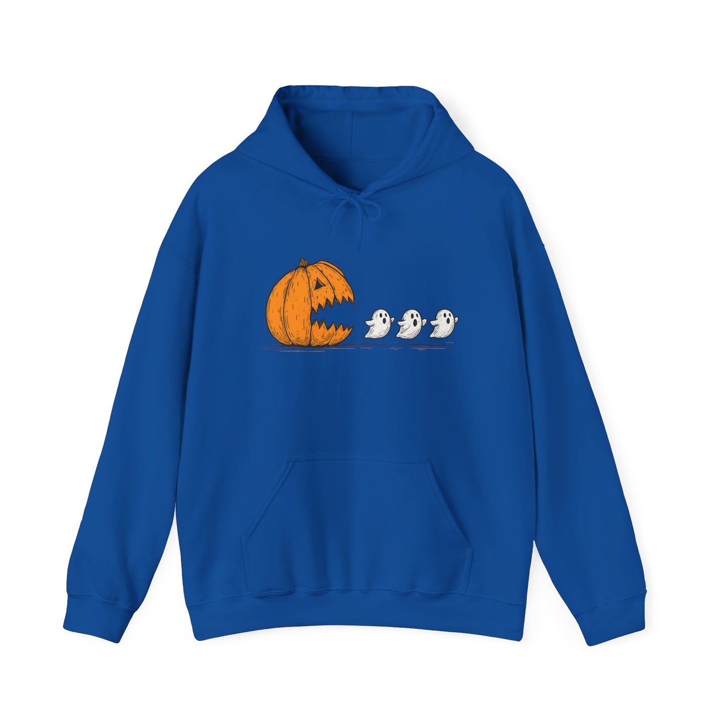 Spooky Ghosts & Pumpkin Hoodie - Unisex Heavy Blend Hoodie, Halloween Apparel, Cozy Fall Layer, Ghost Lovers Gift, Autumn Style
