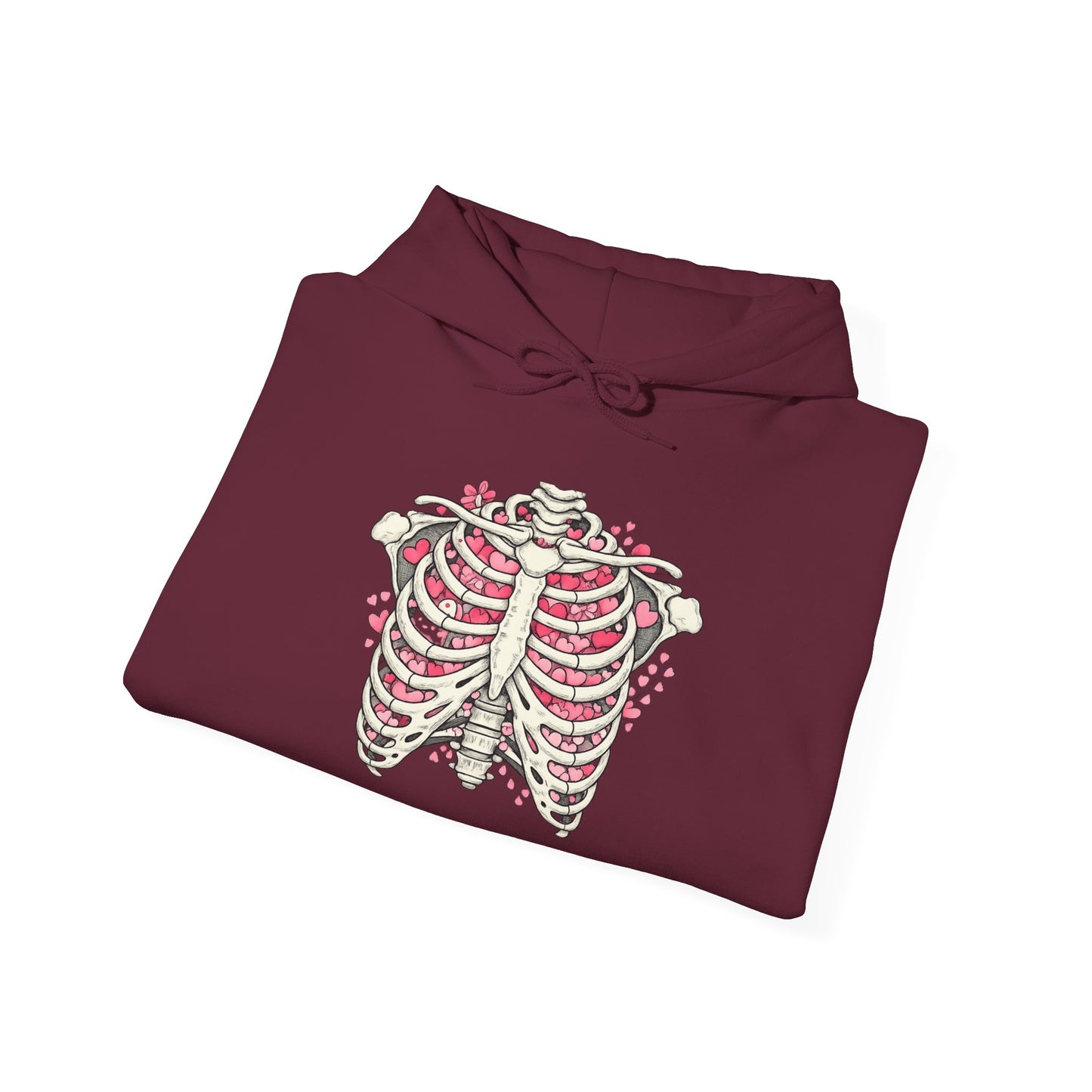Ribcage Bloom Hoodie — Floral Skeleton Chest Graphic Sweatshirt