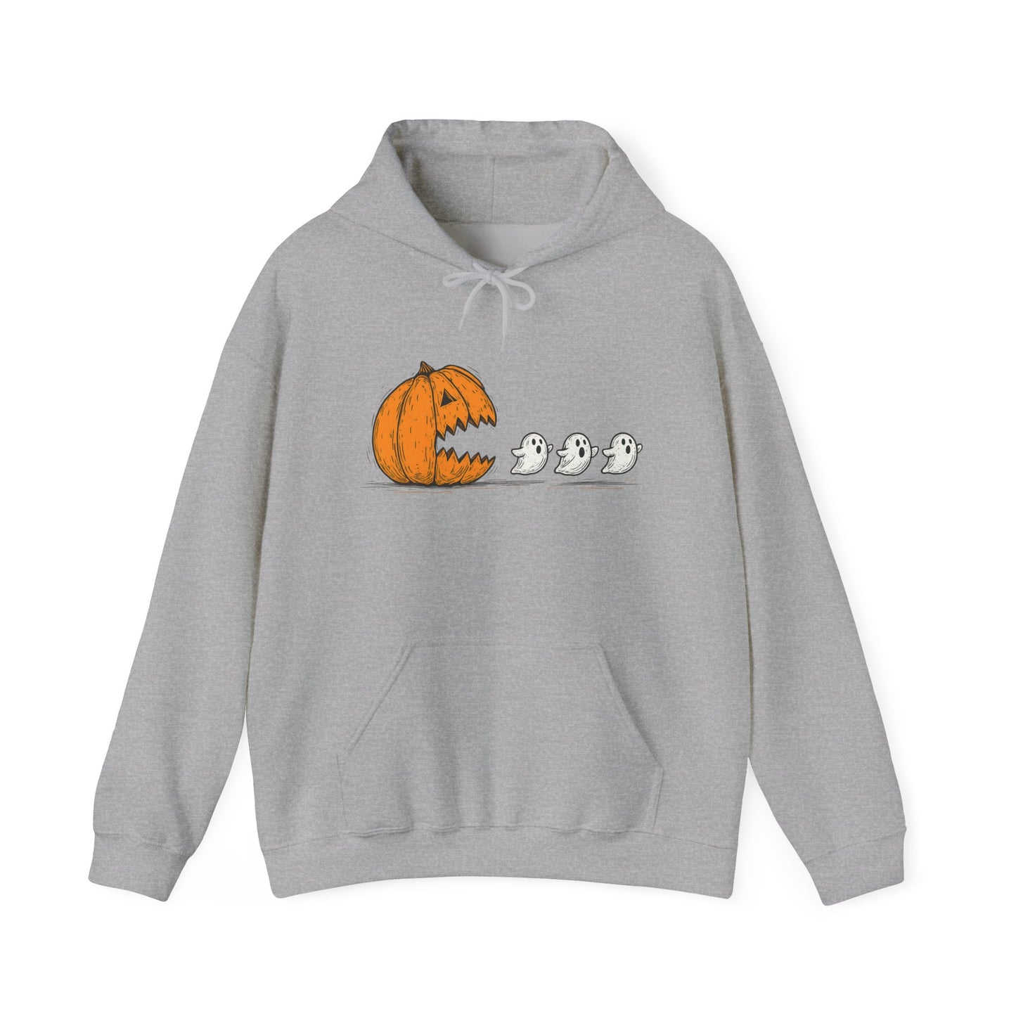 Spooky Ghosts & Pumpkin Hoodie - Unisex Heavy Blend Hoodie, Halloween Apparel, Cozy Fall Layer, Ghost Lovers Gift, Autumn Style