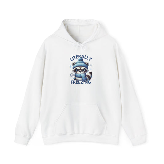 Chilly Raccoon Hoodie, Cozy Gift for Winter, Funny Hooded Hoodie, Cute Animal Apparel, Holiday Essentials