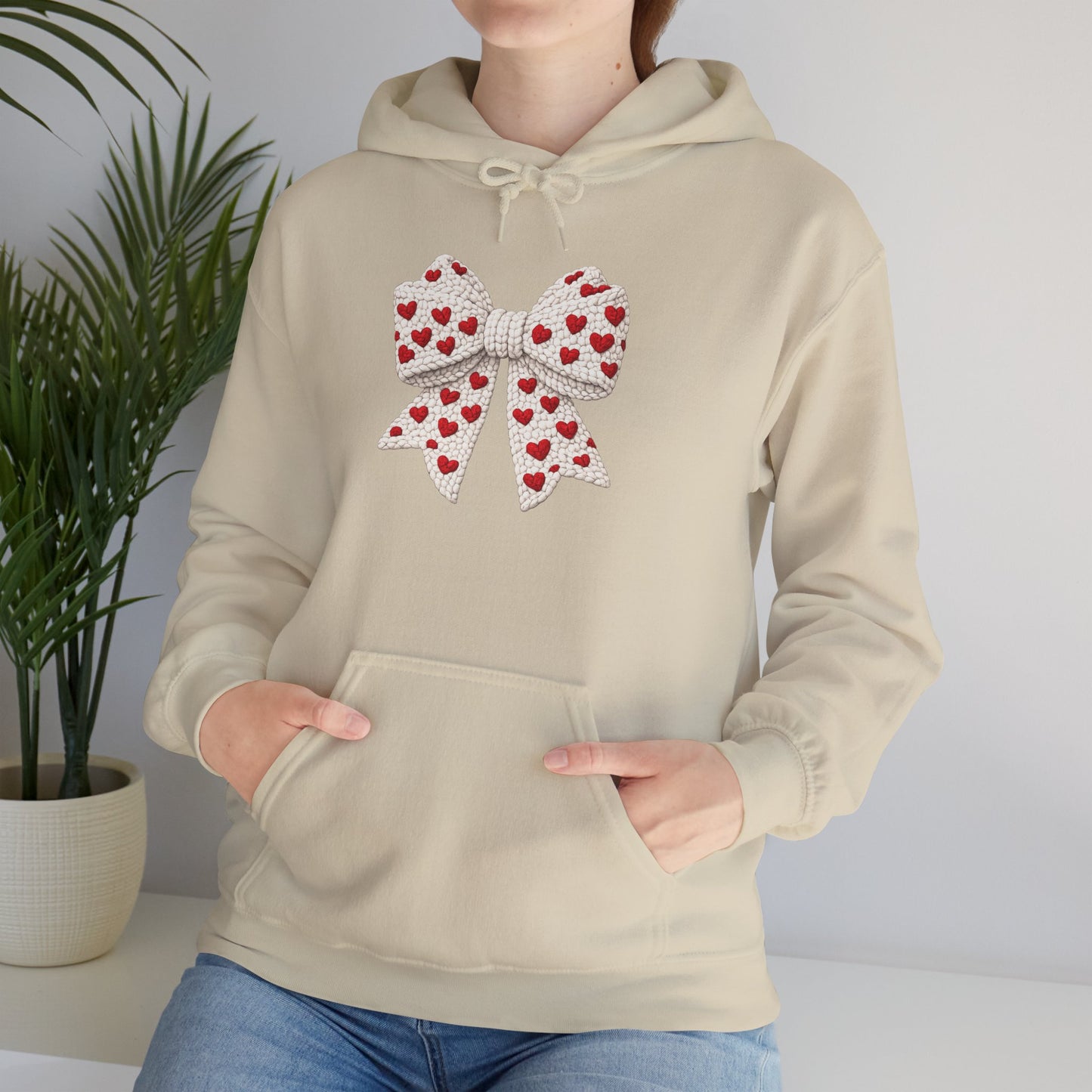 Valentine Heart Bow Hoodie — Cute Red Heart Ribbon Pullover