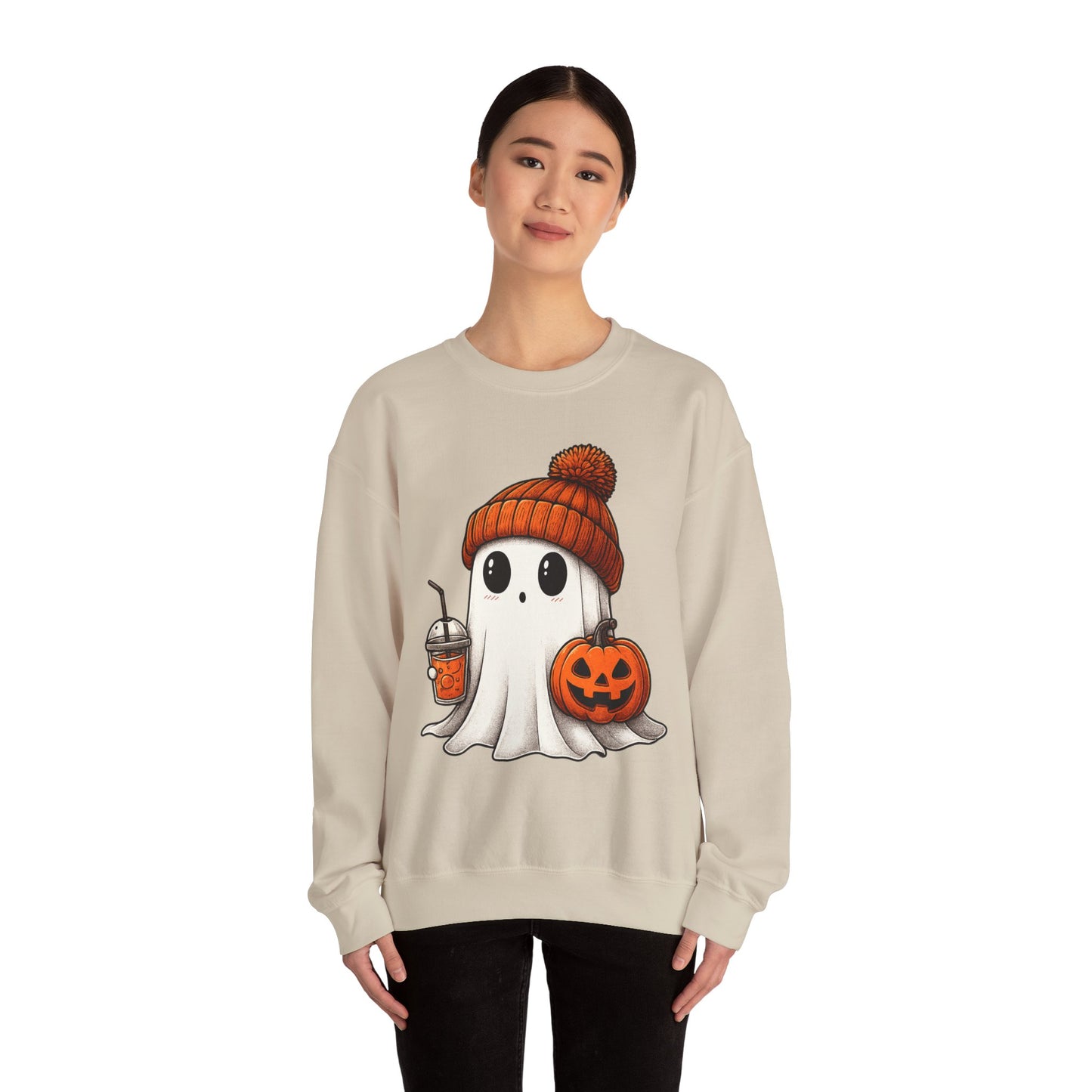 Cute Ghost Halloween Sweatshirt, Unisex Crewneck, Spooky Season Apparel, Fall Fashion, Cozy Pumpkin Sweater