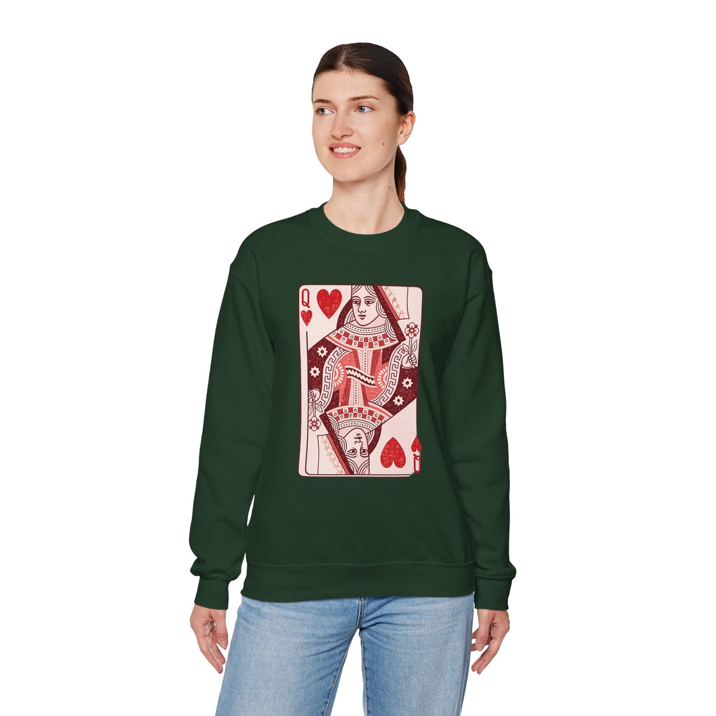 Queen of Hearts Crewneck Sweatshirt – Playing Card Graphic