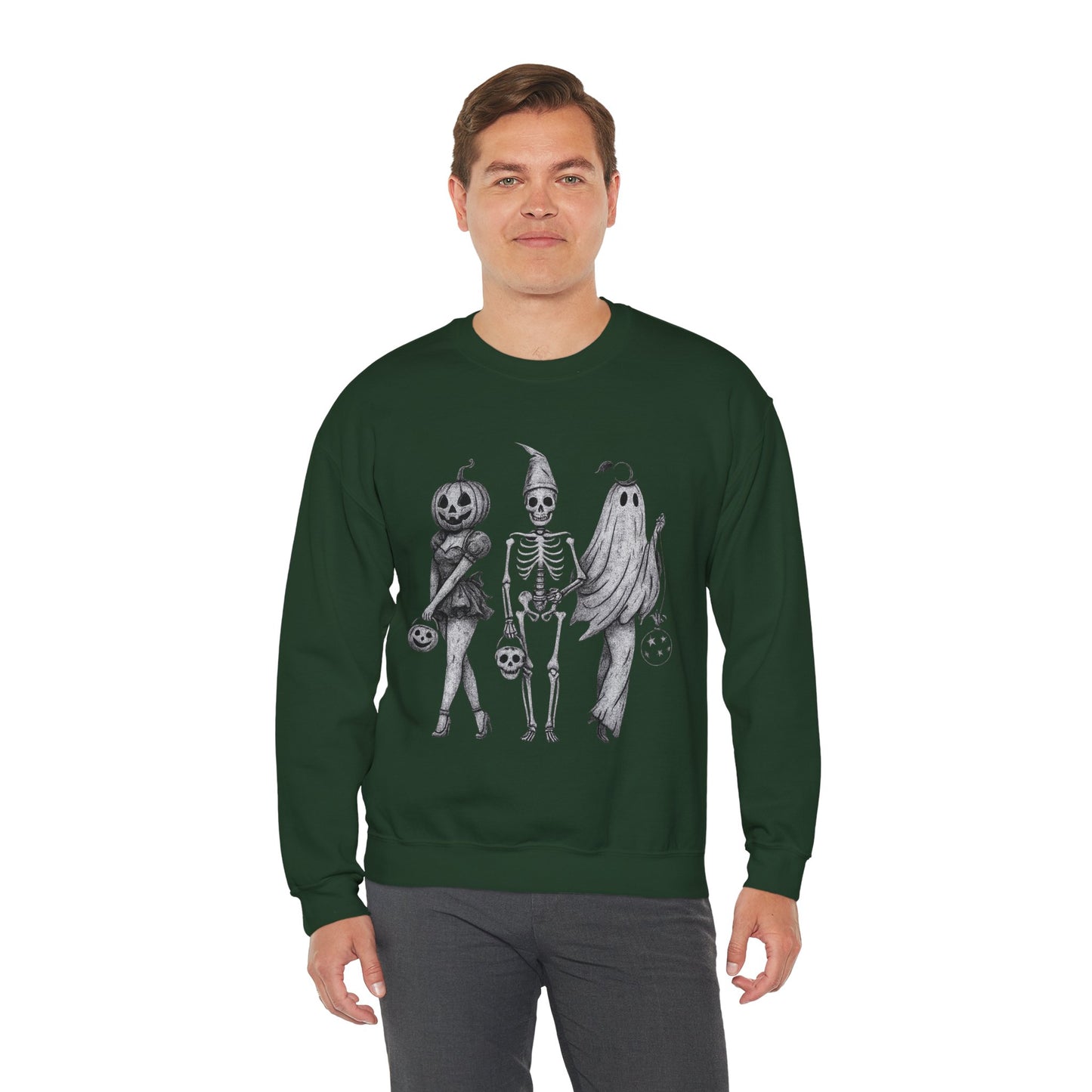 Halloween Sweatshirt with Ghosts and Ghouls Design